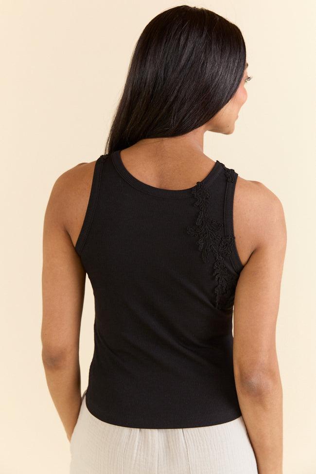 Grace and Lace Applique Black Tank Top SALE Product Image