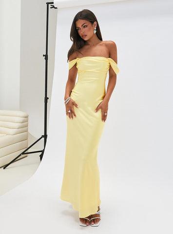 Azura Off The Shoulder Maxi Dress Yellow Product Image