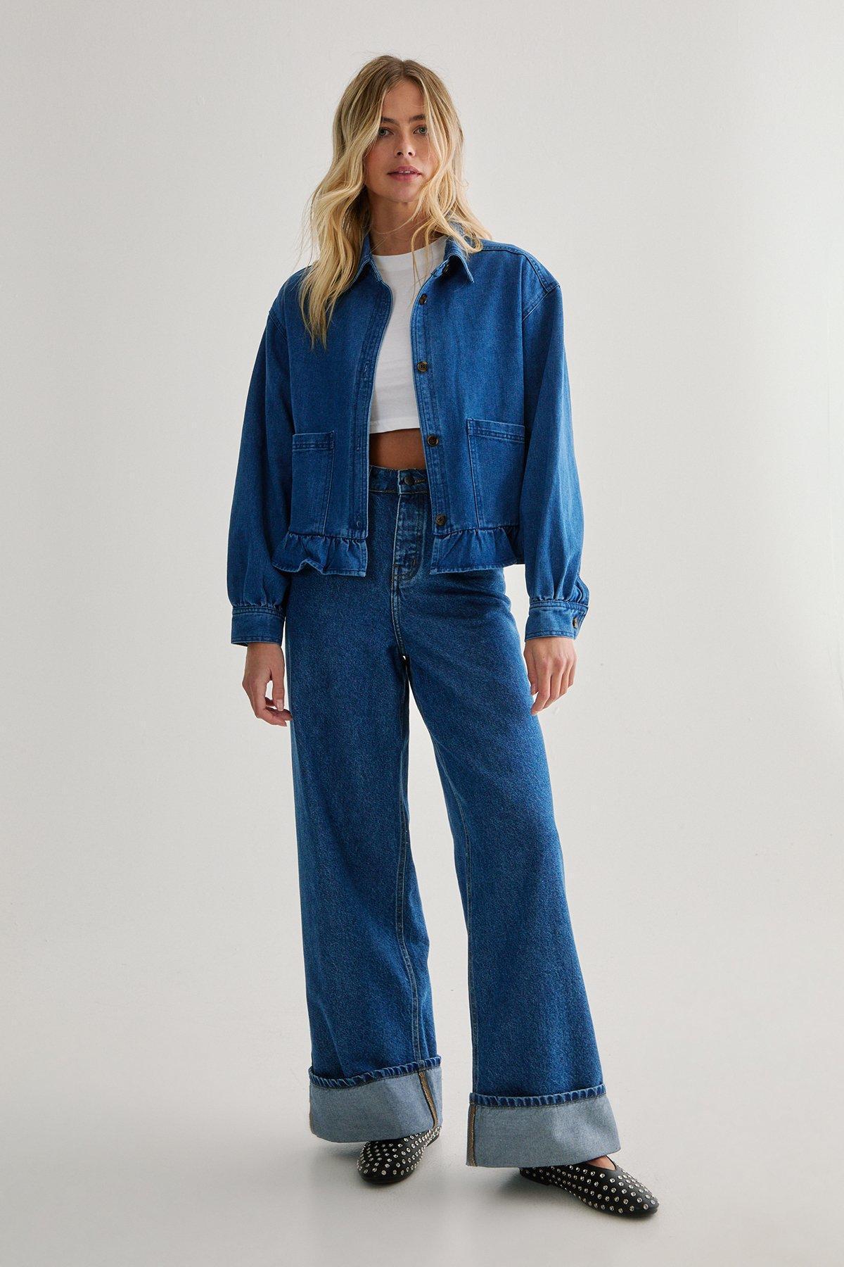 Frill Hem Denim Jacket Product Image