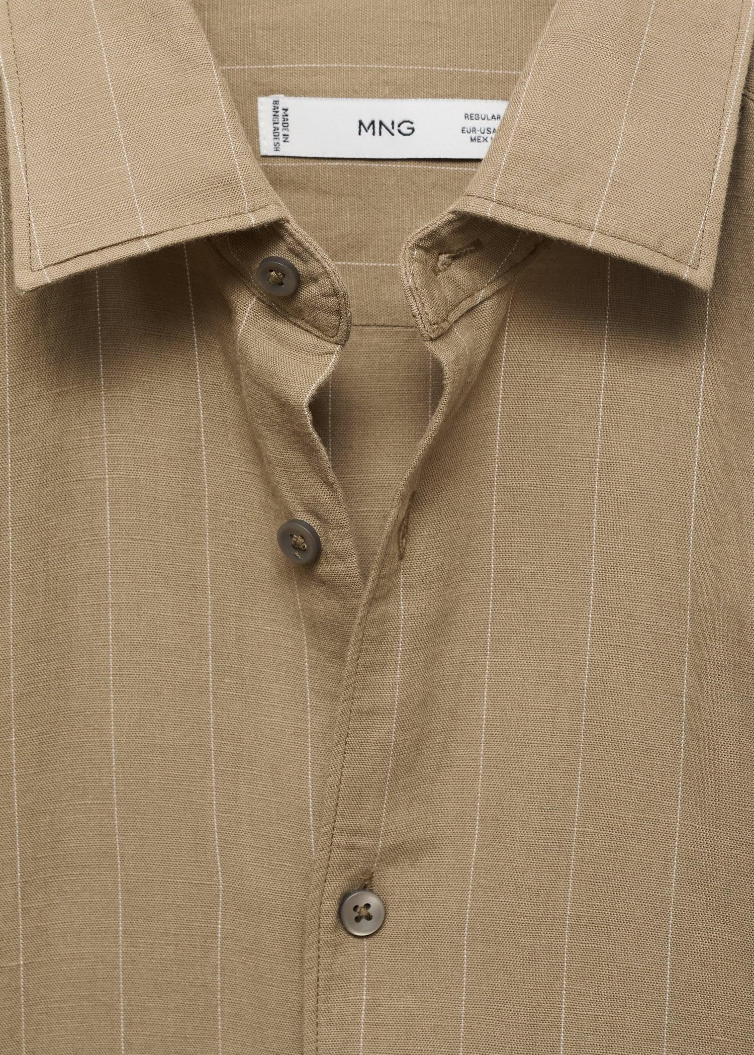 Linen pinstripe shirt - Men | MANGO USA Product Image
