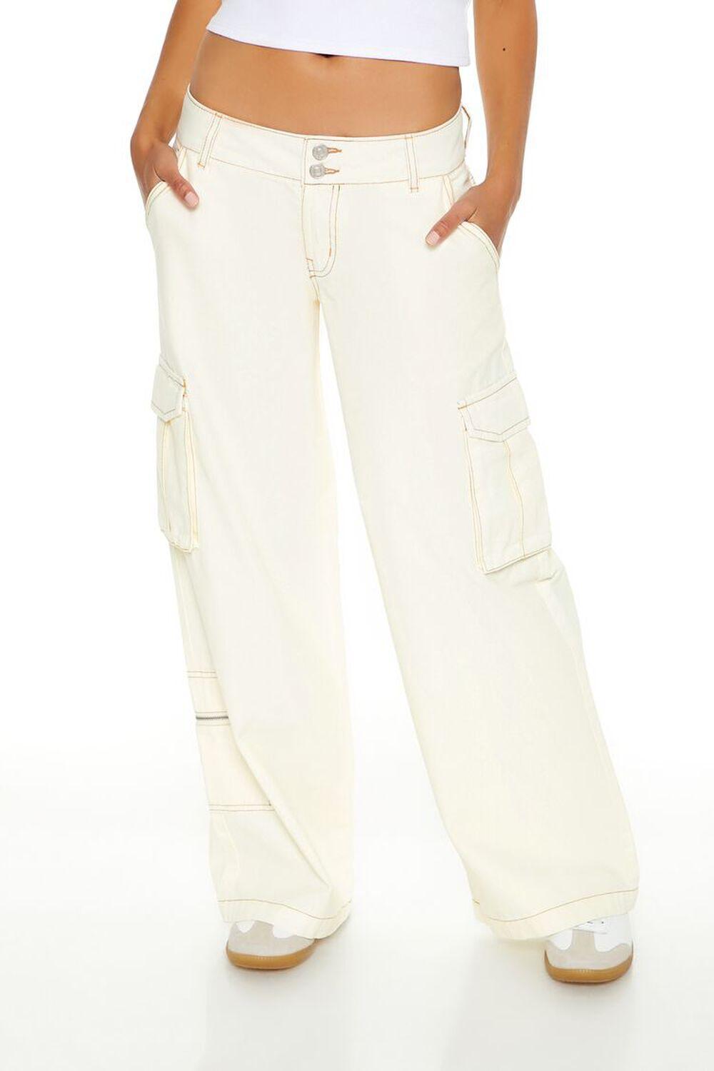 Twill Wide-Leg Cargo Pants | Forever 21 Product Image