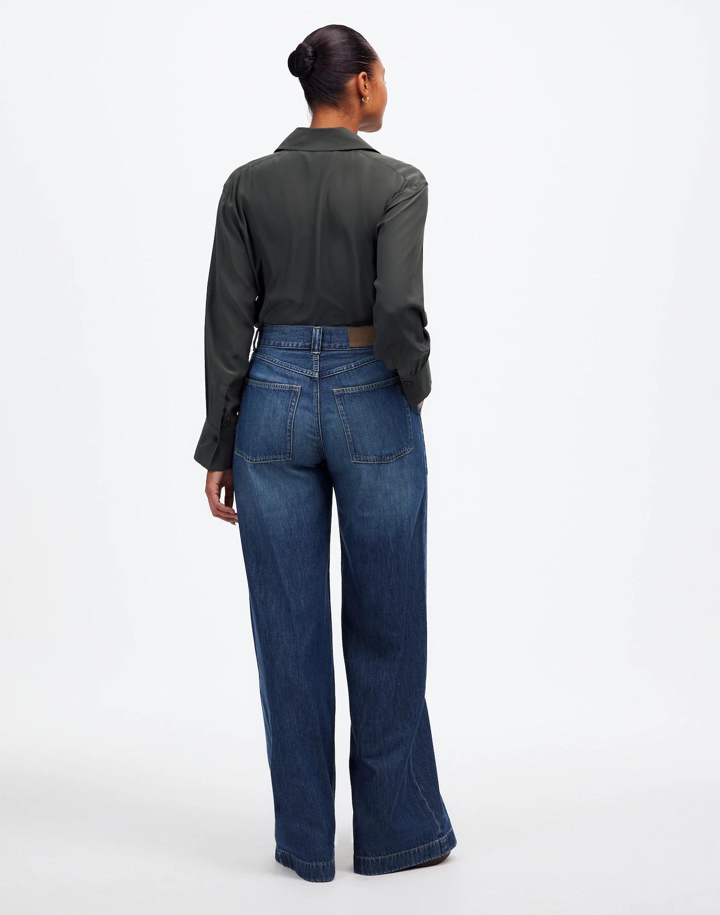 Curvy Superwide-Leg Utility Jeans in Lindewood Wash: Airy Denim Edition Product Image