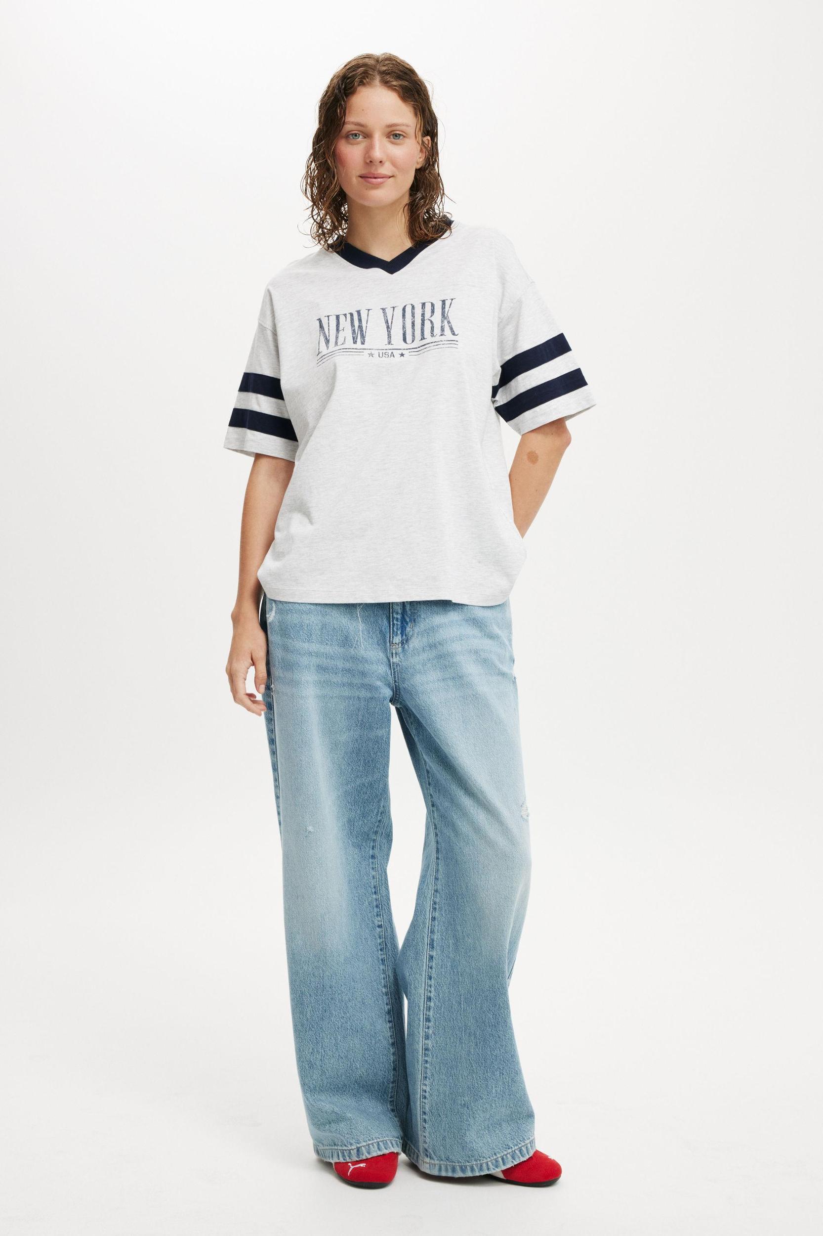 Cotton On Women - V Neck Oversized Graphic Tee - Winter night/ 54 Product Image