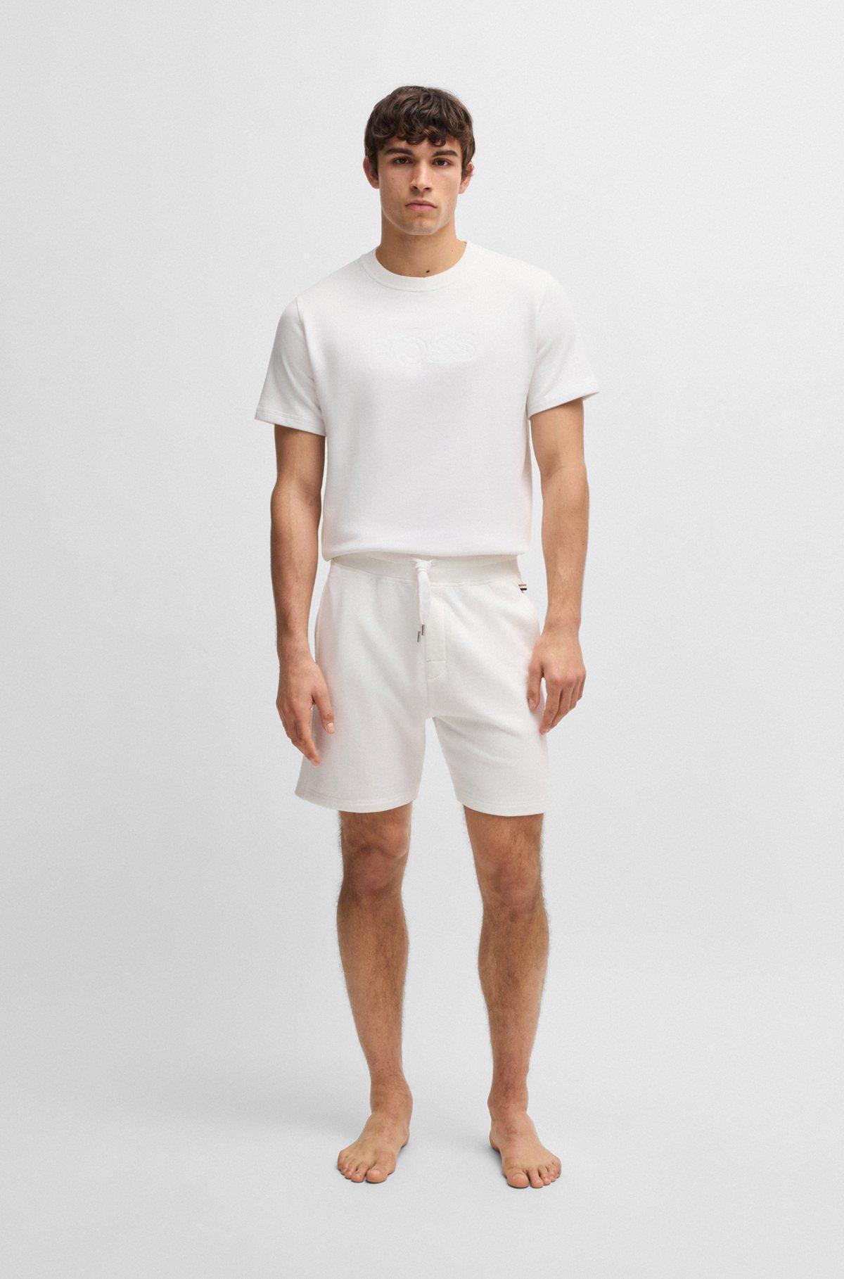 Cotton-terry shorts with outline logo embroidery Product Image