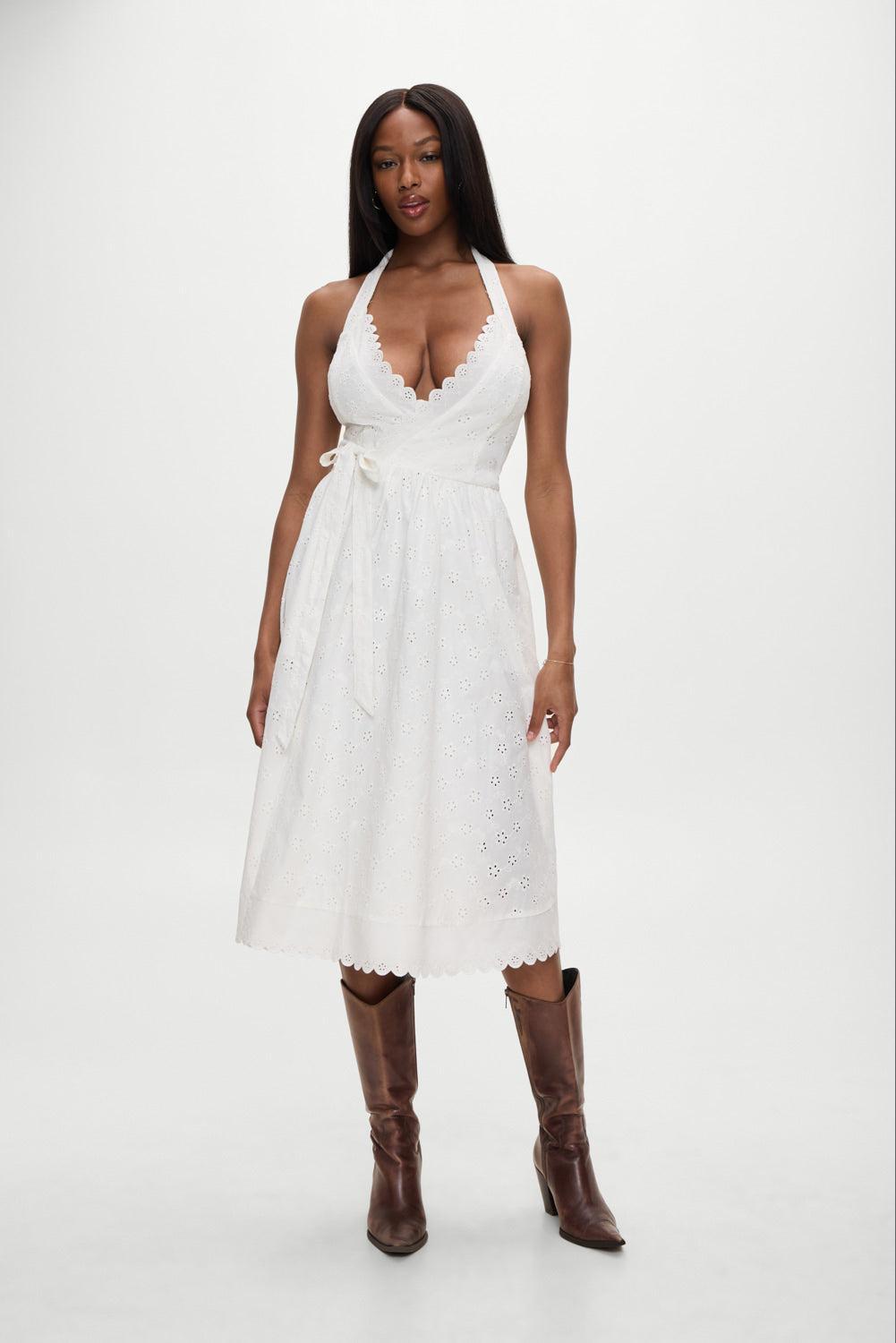 Irene Organic Cotton Eyelet Dress - White Product Image