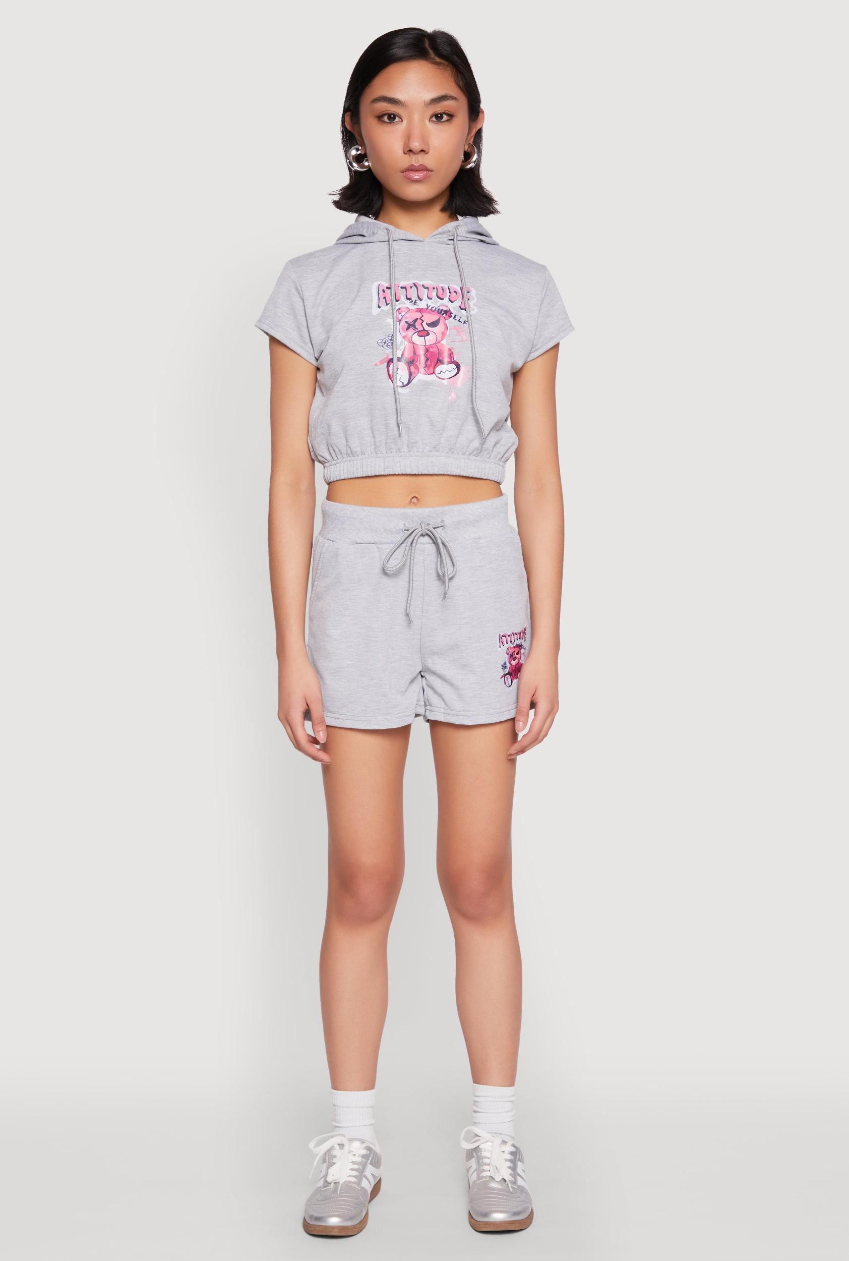 Womens French Terry Bear Graphic Shorts Product Image