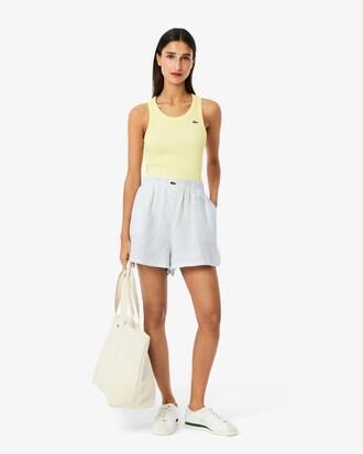 Loose Striped Linen Shorts Product Image