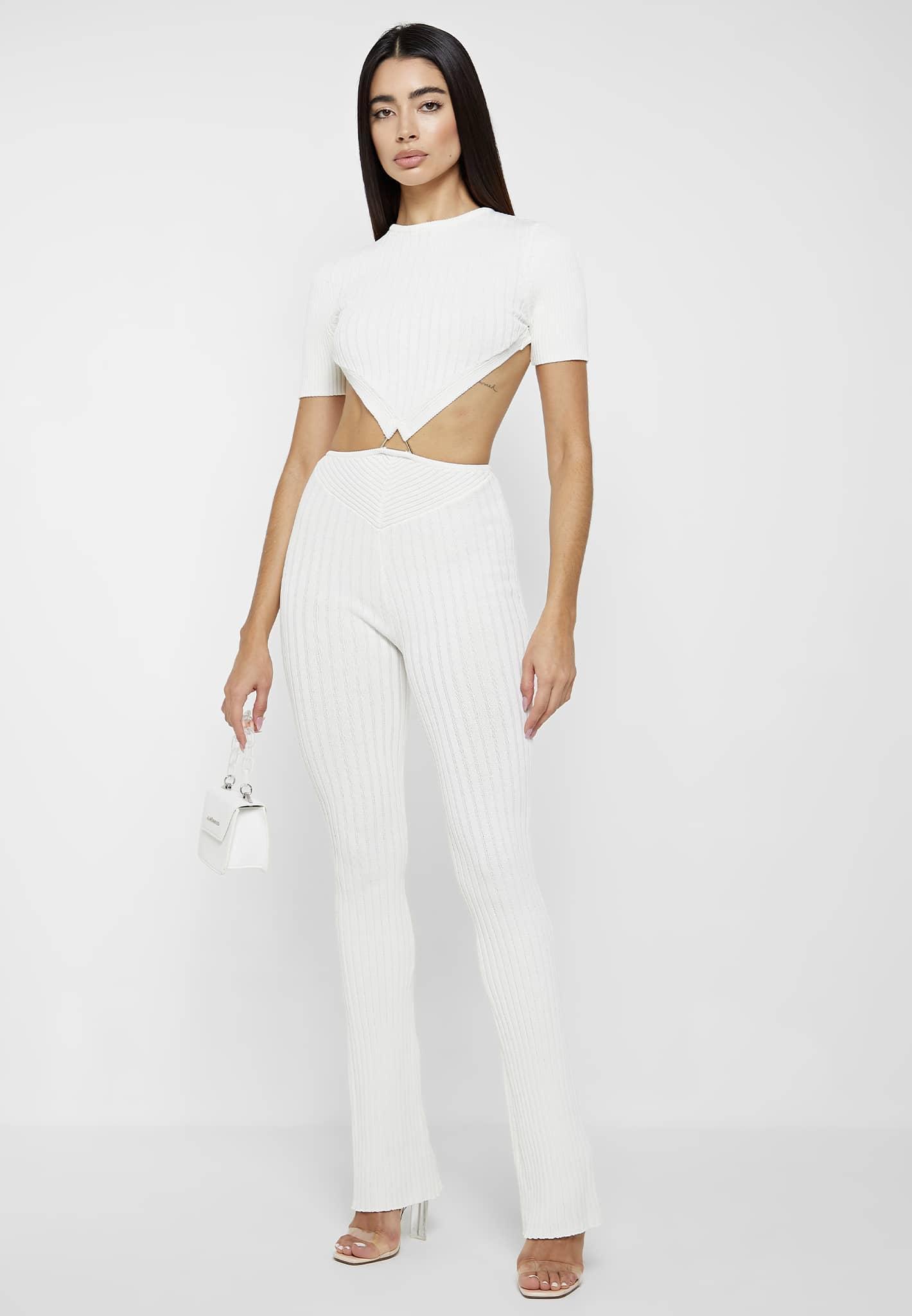 Knitted Backless Jumpsuit - Off White Female Product Image