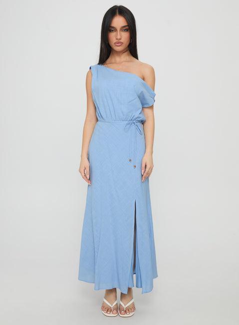 Frangelica Off The Shoulder Maxi Dress Light Blue Product Image