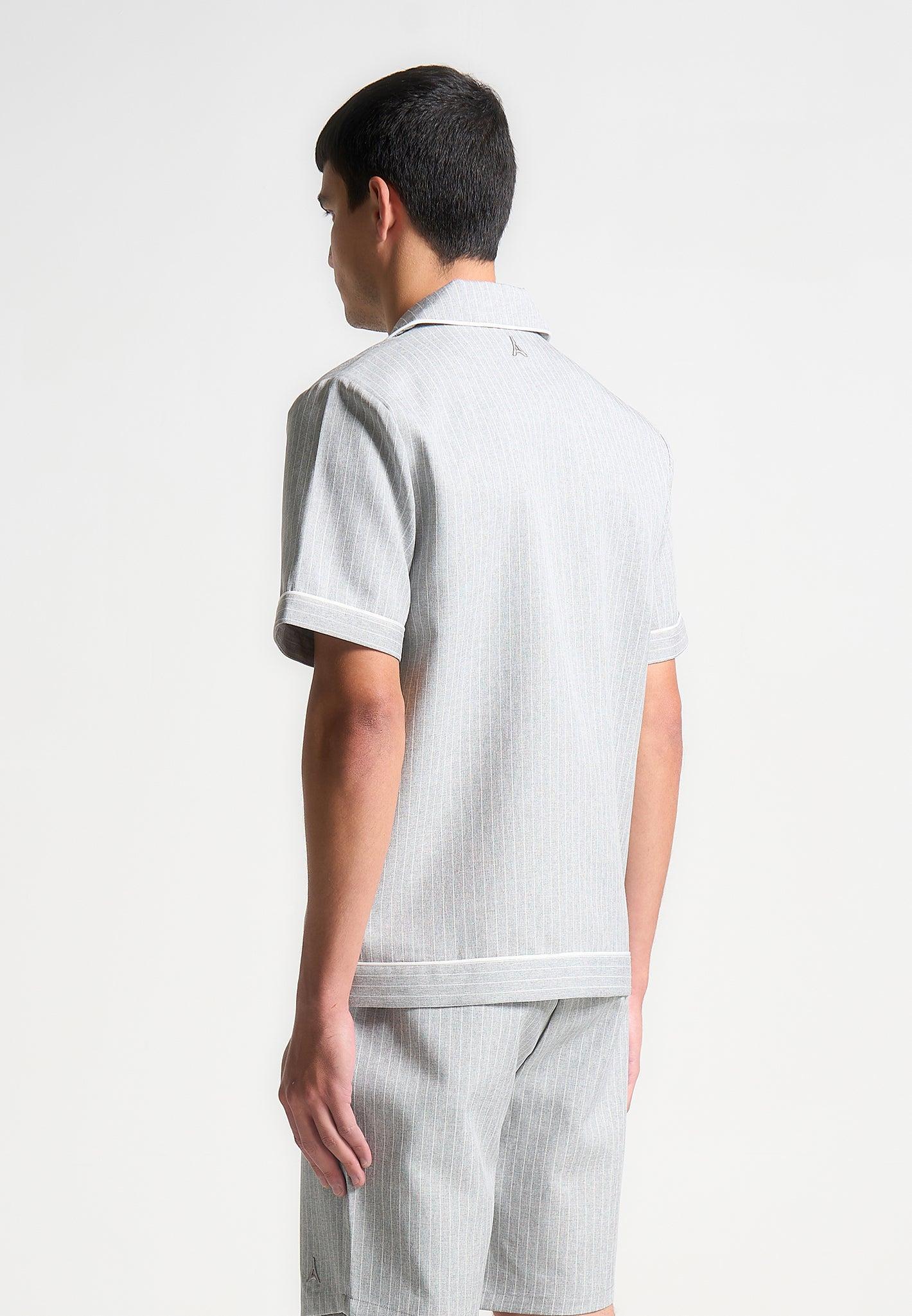 Pinstripe Revere Shirt - Grey Male Product Image