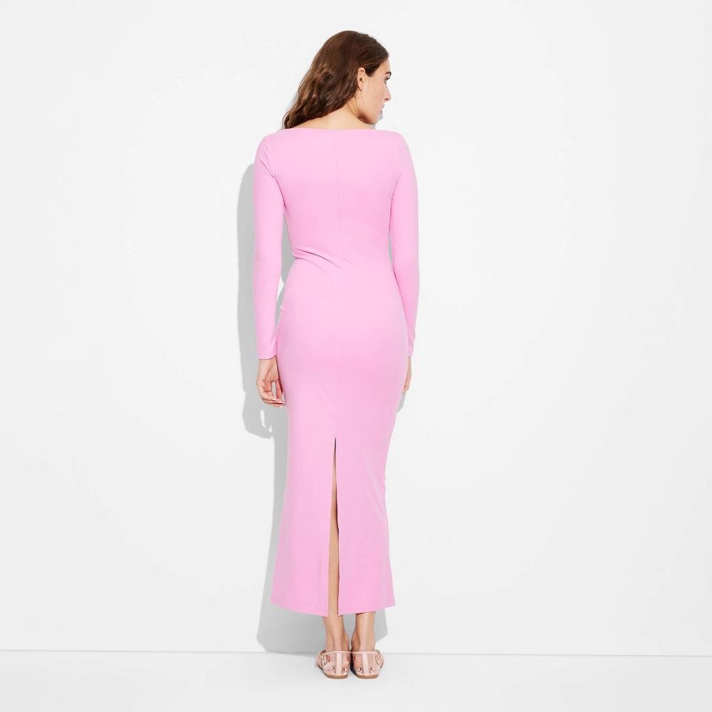 Women's Long Sleeve ButterBliss Maxi Bodycon Dress - Wild Fable™ Berry S: Recycled Polyester, Squareneck, Pullover Product Image