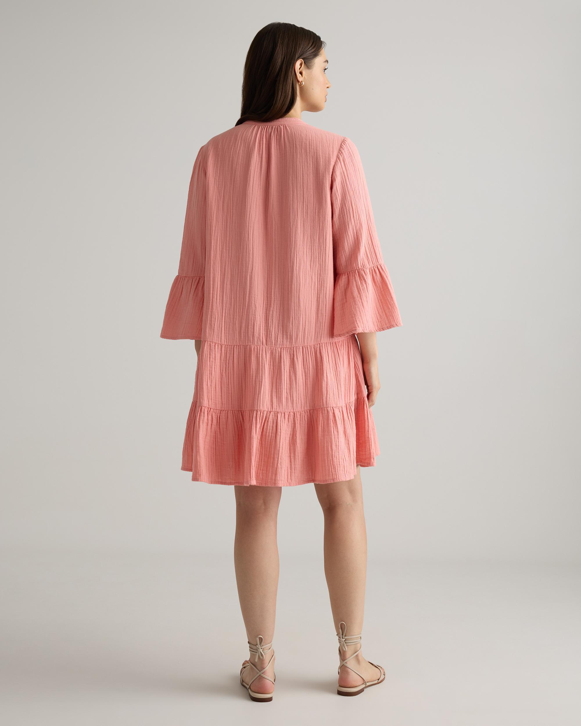 Quince | Women's Gauze Long Sleeve Tiered Mini Dress Size XS, Organic Cotton Product Image