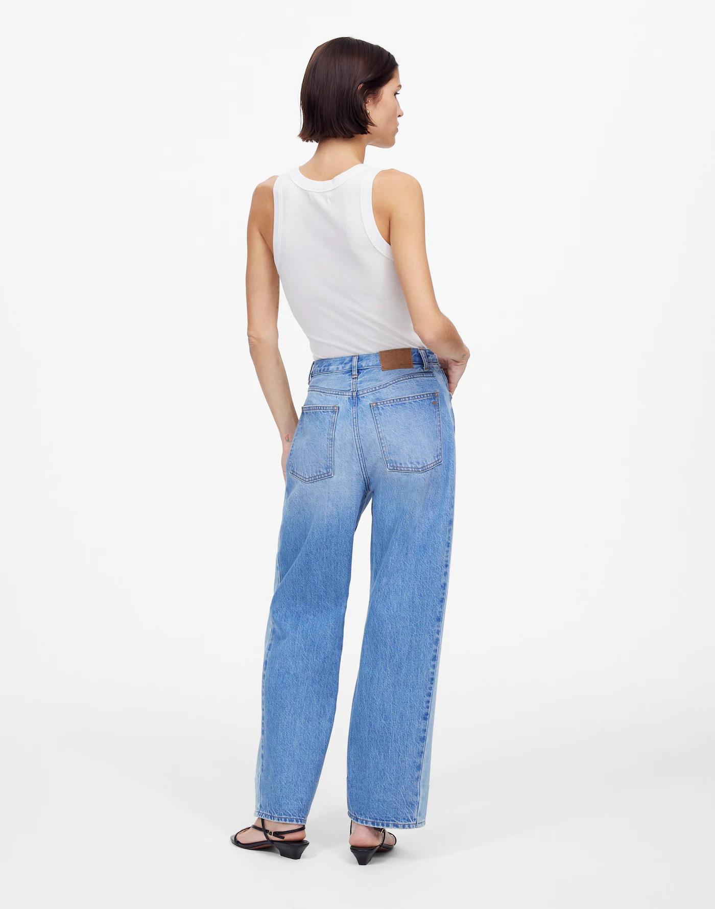 Pieced Barrel-Leg Jeans Product Image