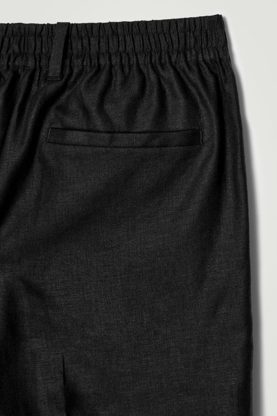 ELASTICATED LINEN STRAIGHT-LEG PANTS Product Image