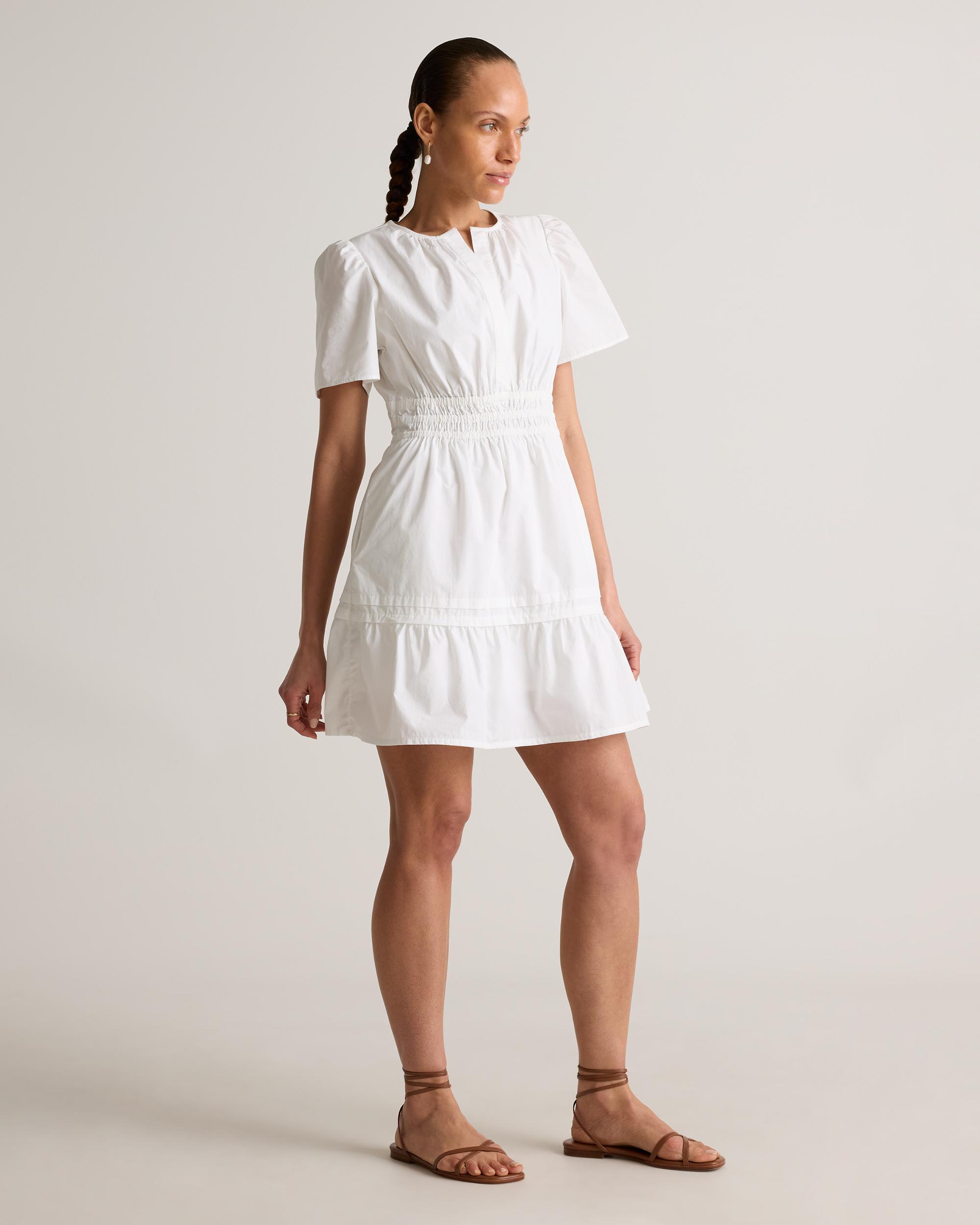 Quince | Women's Poplin Tiered Mini Dress Size XS, Organic Cotton Product Image