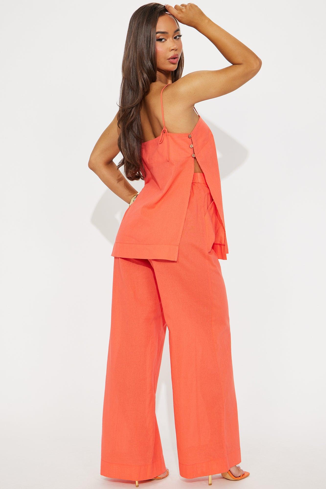 Kate Linen Pant Set - Coral Product Image