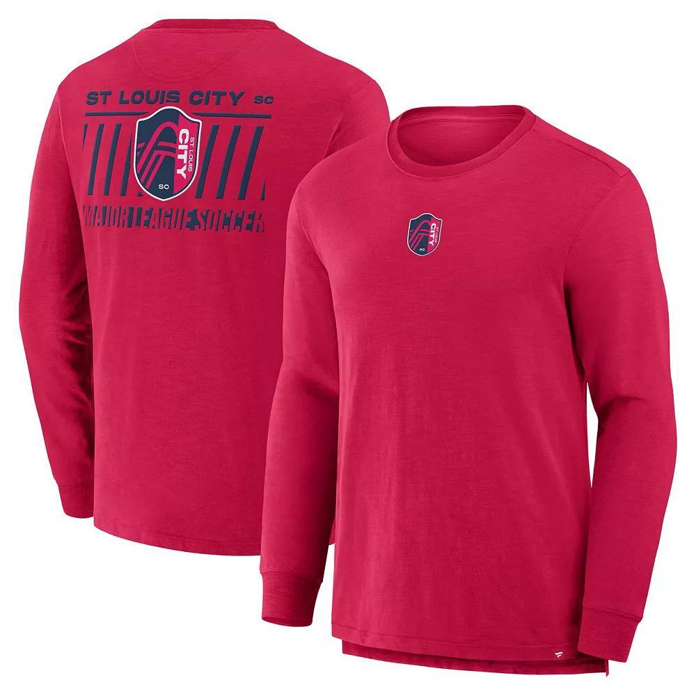 Men's Fanatics Red St. Louis City SC Lob Attempt Stadium Slub Long Sleeve T-Shirt, Size: 2XL, Slc Red Product Image