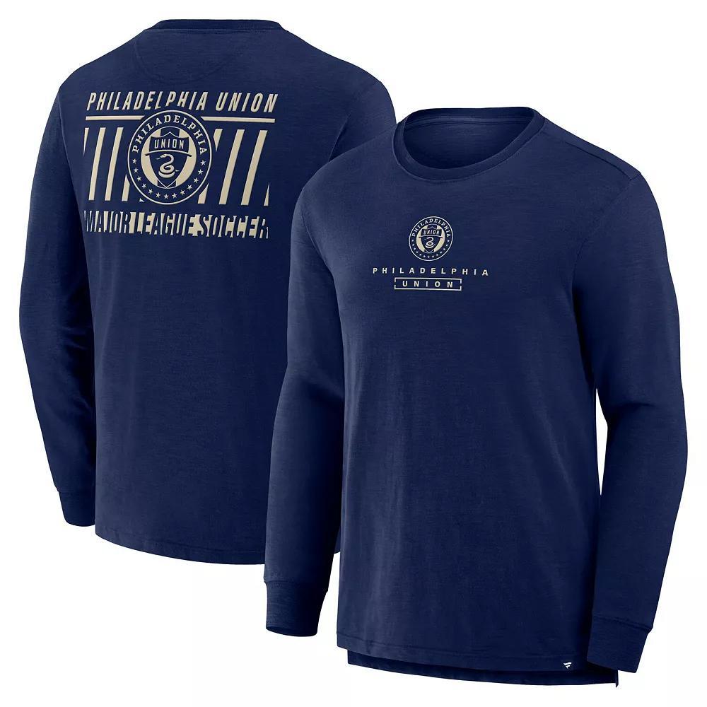 Men's Fanatics Navy Philadelphia Union Lob Attempt Stadium Slub Long Sleeve T-Shirt, Size: 3XL, Uni Blue Product Image