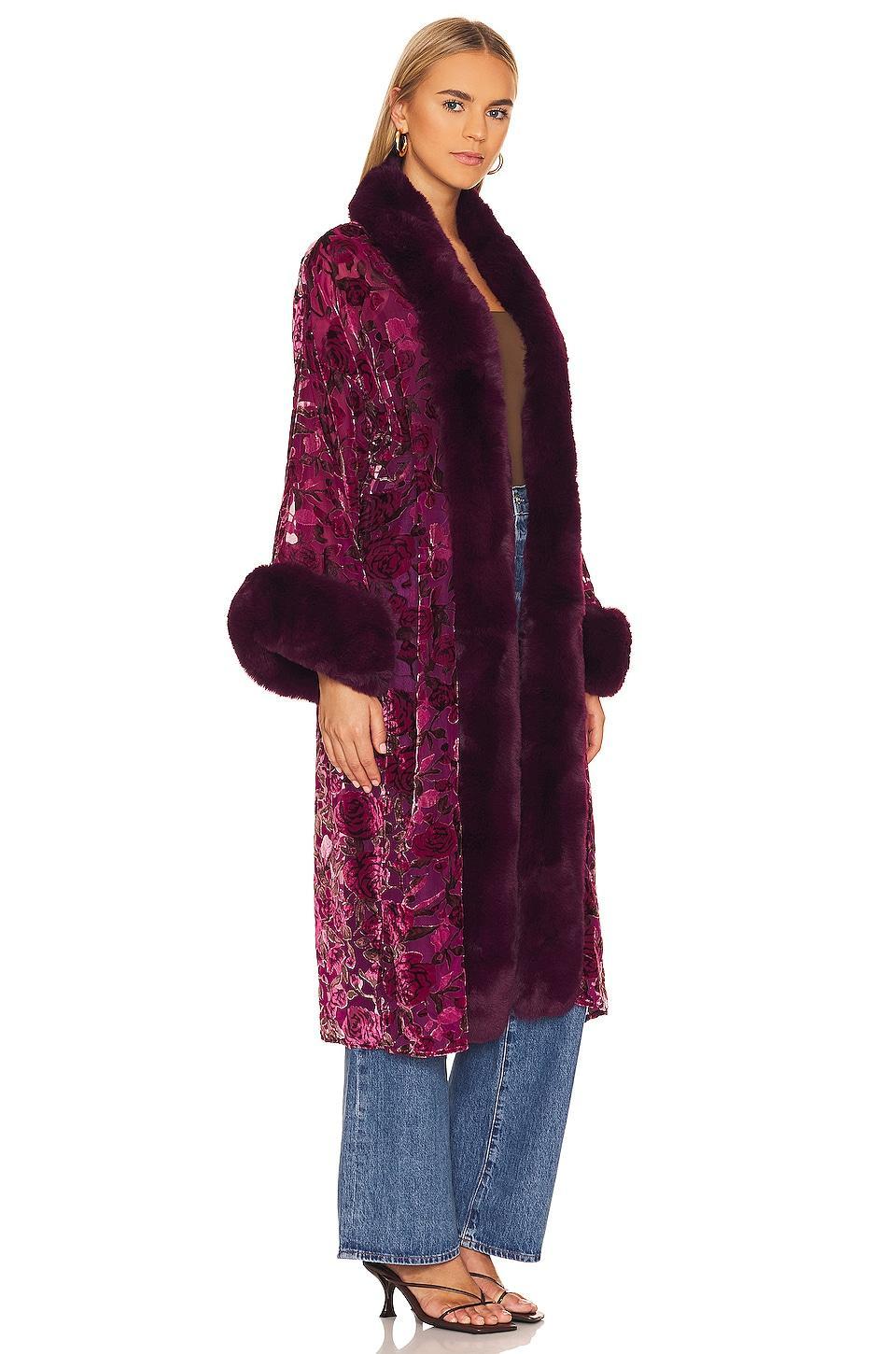 Burnout Velvet Faux Fur Coat Adrienne Landau Product Image