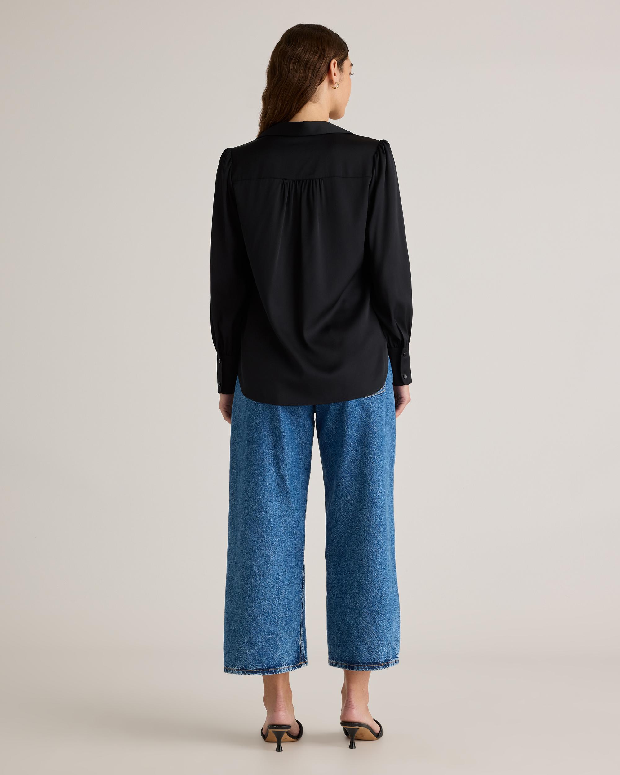 Quince | Women's Washable Stretch Silk Split Neck Blouse Size XS, Mulberry Silk Product Image