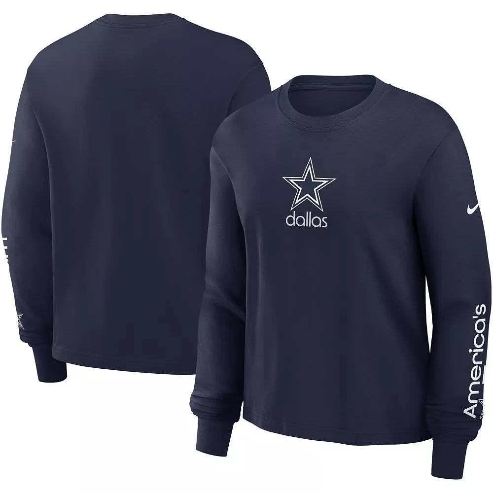 Women's Nike Navy Dallas Cowboys Boxy Long Sleeve T-Shirt, Size: Large, Blue Product Image
