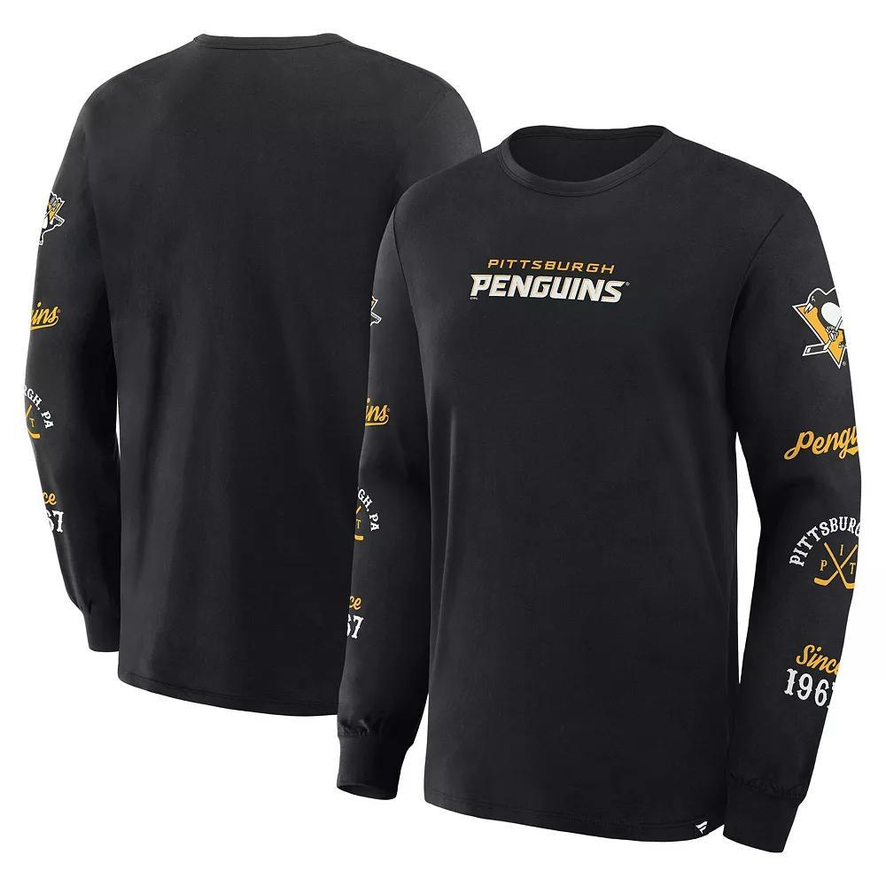Men's Fanatics Black Pittsburgh Penguins Boxed In Legacy Long Sleeve T-Shirt, Size: Small Product Image