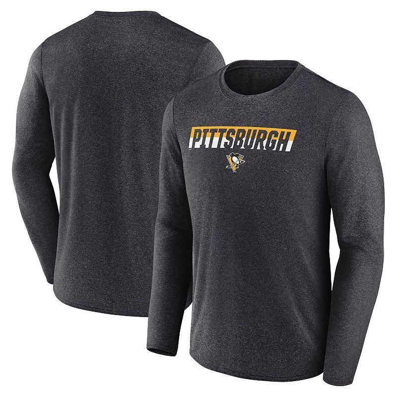 Men's Fanatics Heather Charcoal Pittsburgh Penguins Transition Long Sleeve T-Shirt, Size: Small Product Image