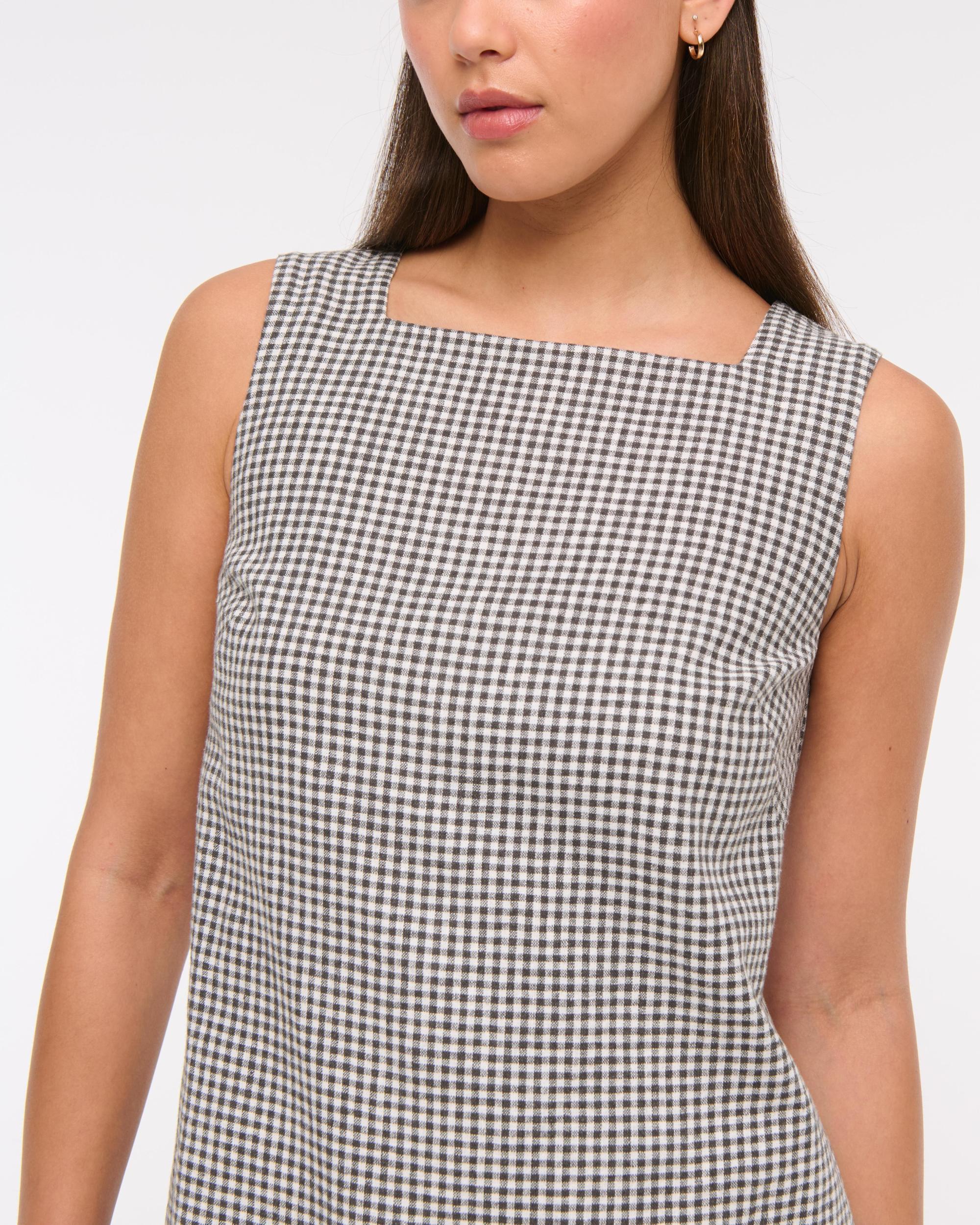 High-Neck Linen-Blend Mini Dress Product Image