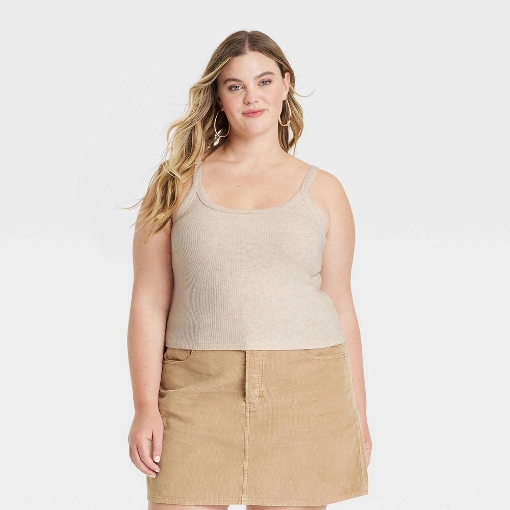 Womens Rib Tank Top - Universal Thread Oatmeal 3X Product Image