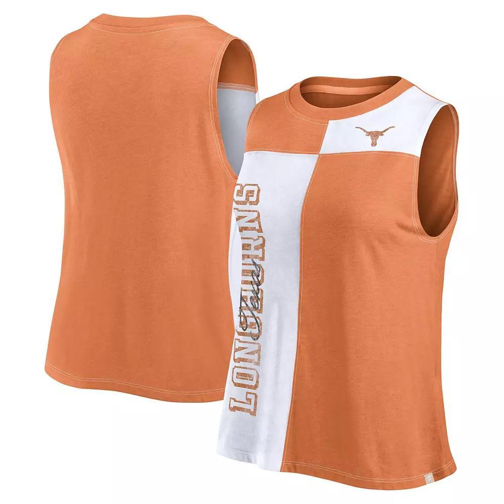Women's Fanatics Texas Orange/White Texas Longhorns Colorblock High Neck Tank Top, Size: 2XL, Team Product Image