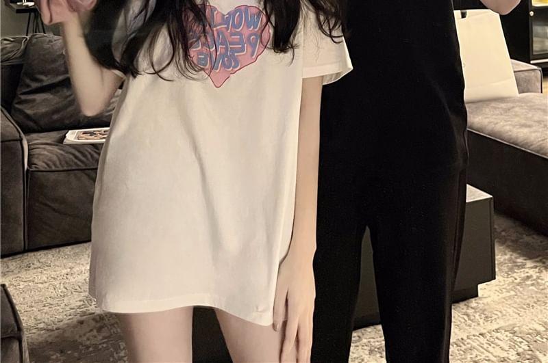 Couple Matching Short-Sleeve Crew Neck Lettering T-Shirt (Various Designs) Product Image