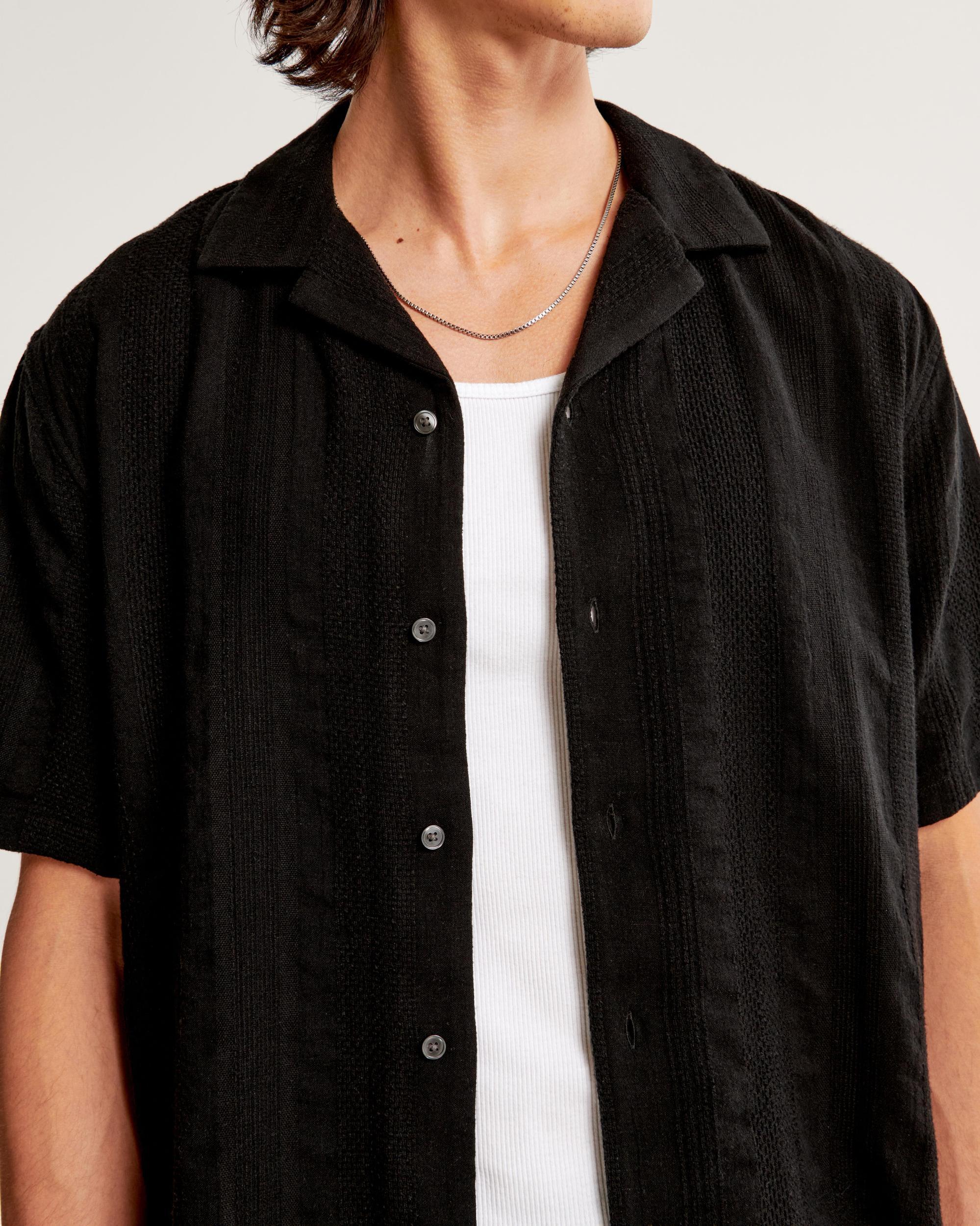 Camp Collar Linen-Blend Shirt Product Image