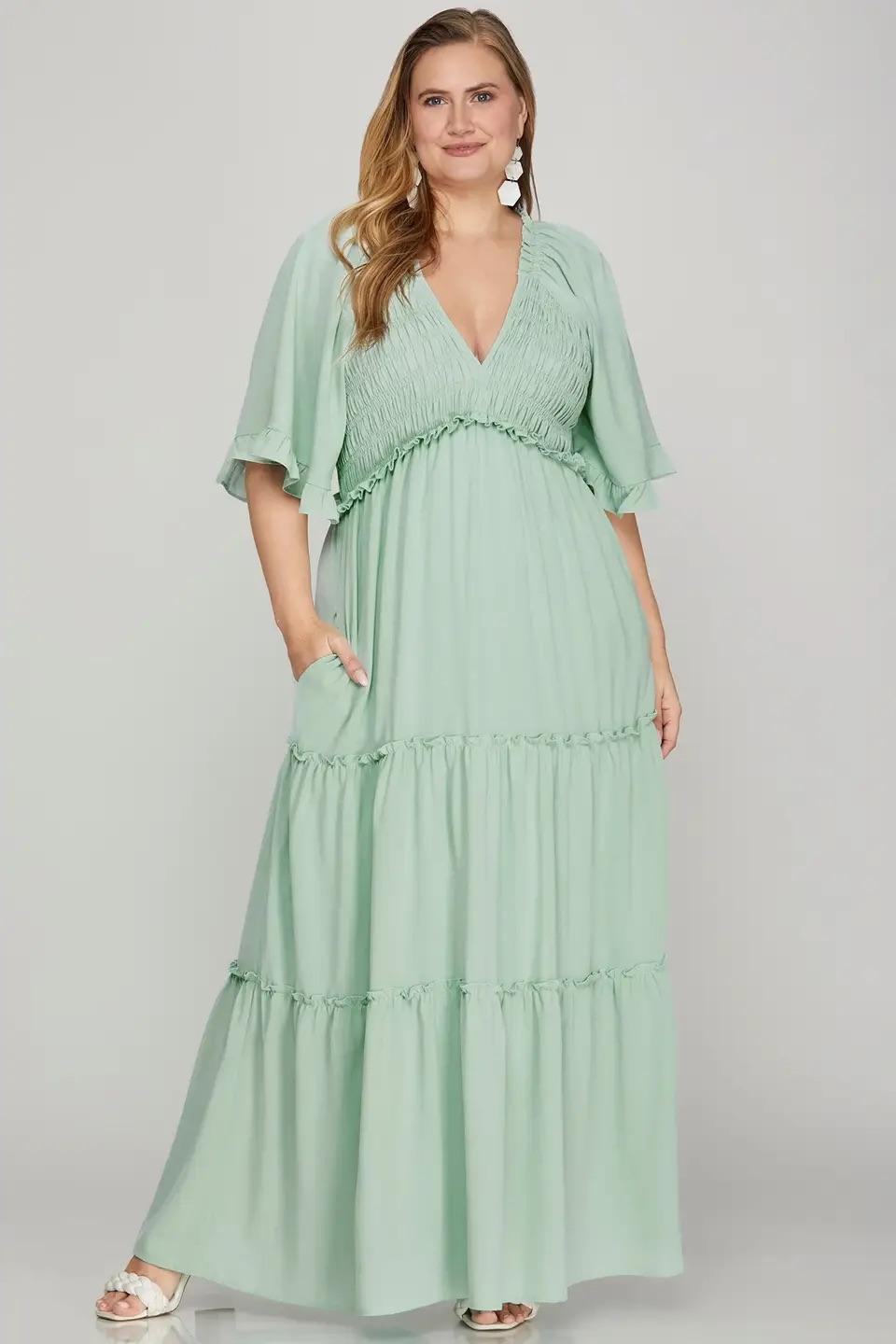 Flutter Bell Sleeve Tiered Maxi Product Image