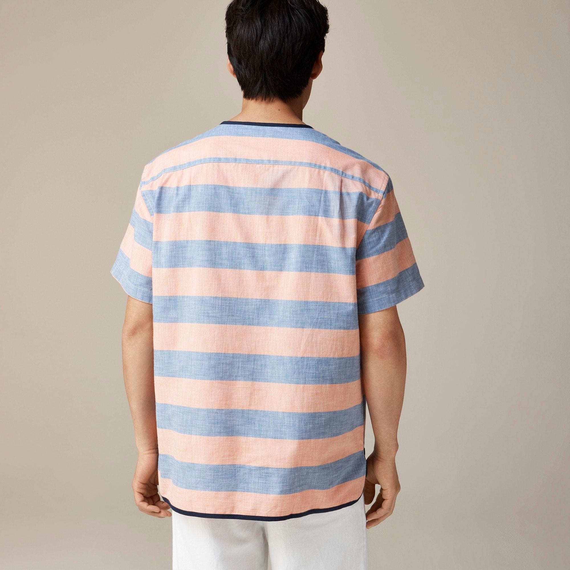 BEAMS PLUS X J.Crew short-sleeve chambray popover shirt in stripe Product Image