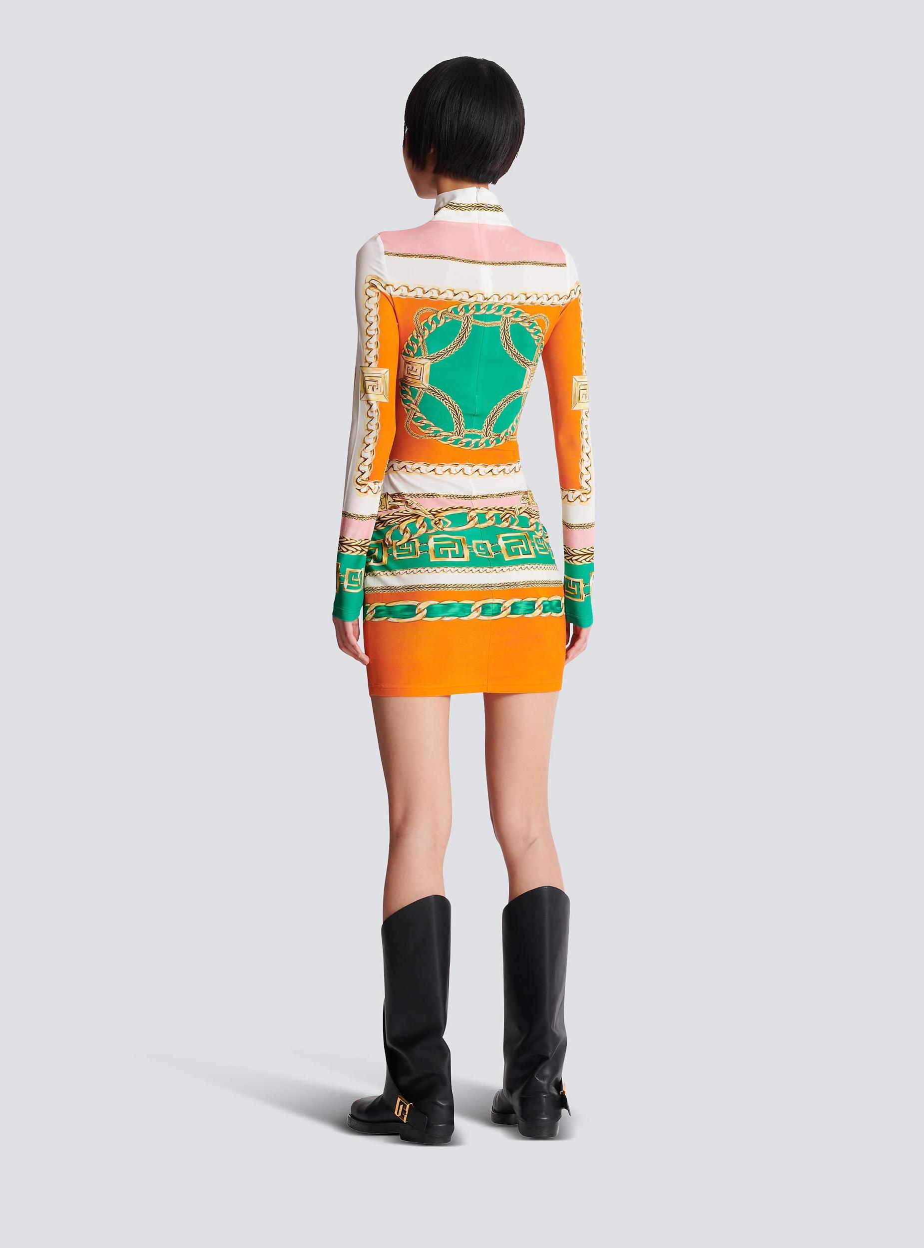 Short printed bodycon dress with Balmain Foulard pattern Product Image
