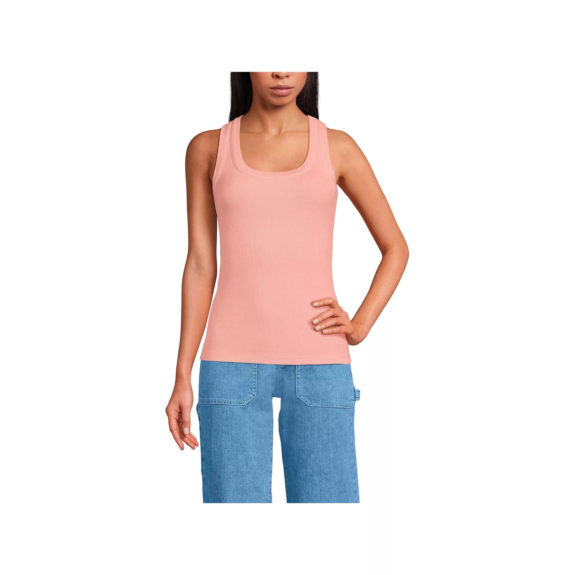 Women's Lands' End Elbow Sleeve Scoop Neck Tee, Size: Large, Frosted Green Stripe Product Image