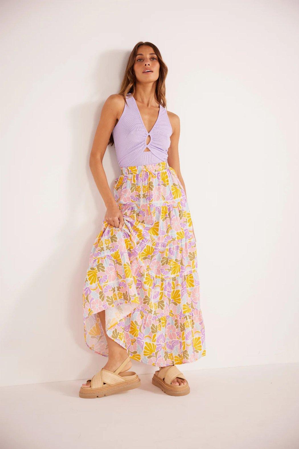 Soleil Tiered Midi Skirt Product Image