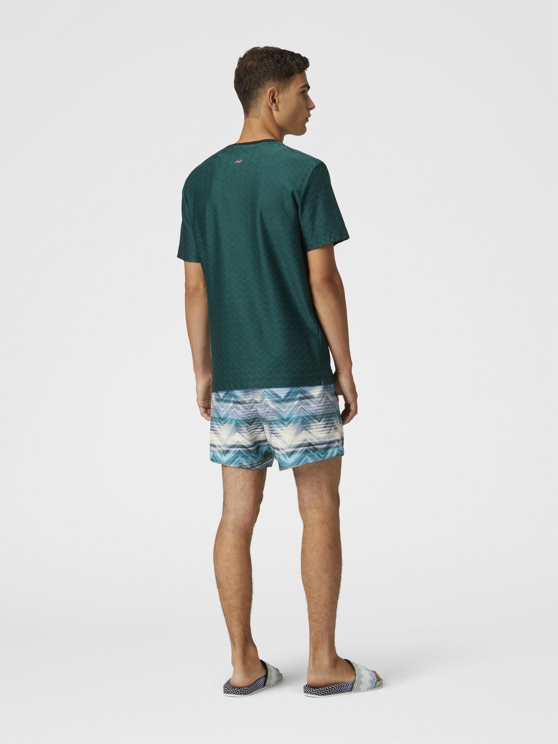 Tone-on-tone zig zag cotton jersey crewneck T-shirt Product Image