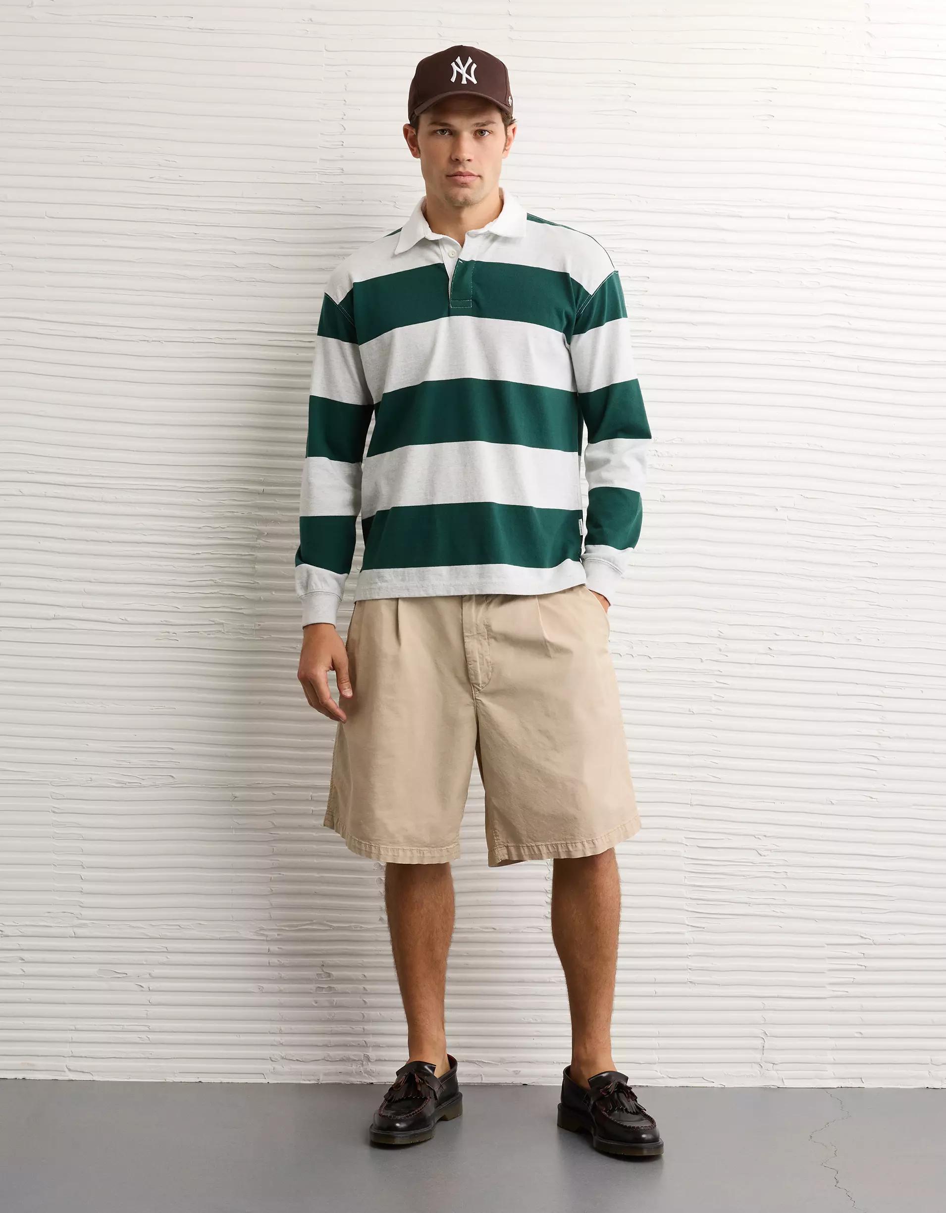 AE Long Sleeve Boxy Rugby Polo Shirt Product Image
