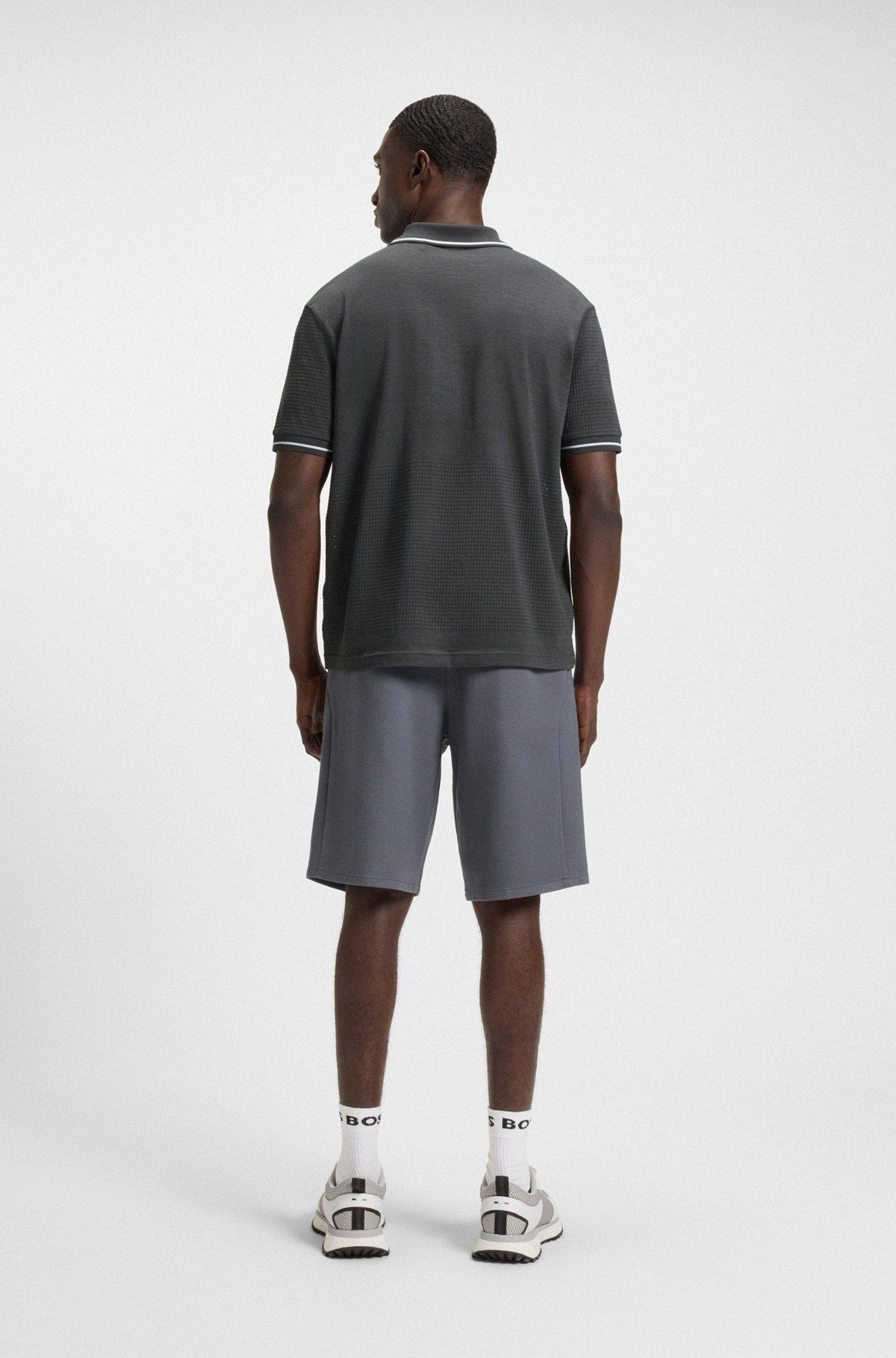 BOSS - Relaxed-fit polo shirt in cotton with mesh pattern - Dark Grey Product Image