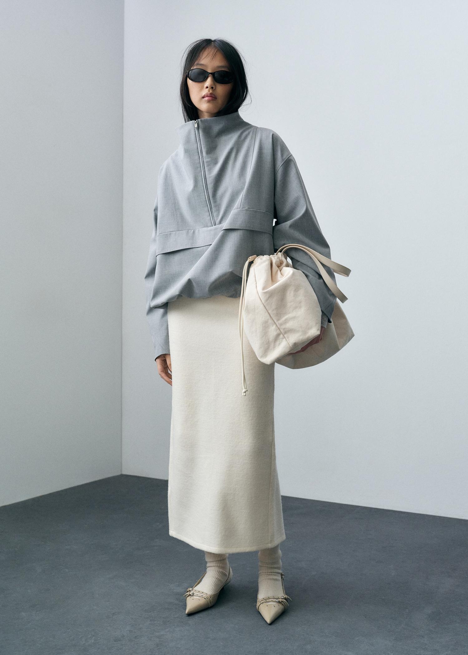 Wool-blend midi-skirt - Women | MANGO USA Product Image