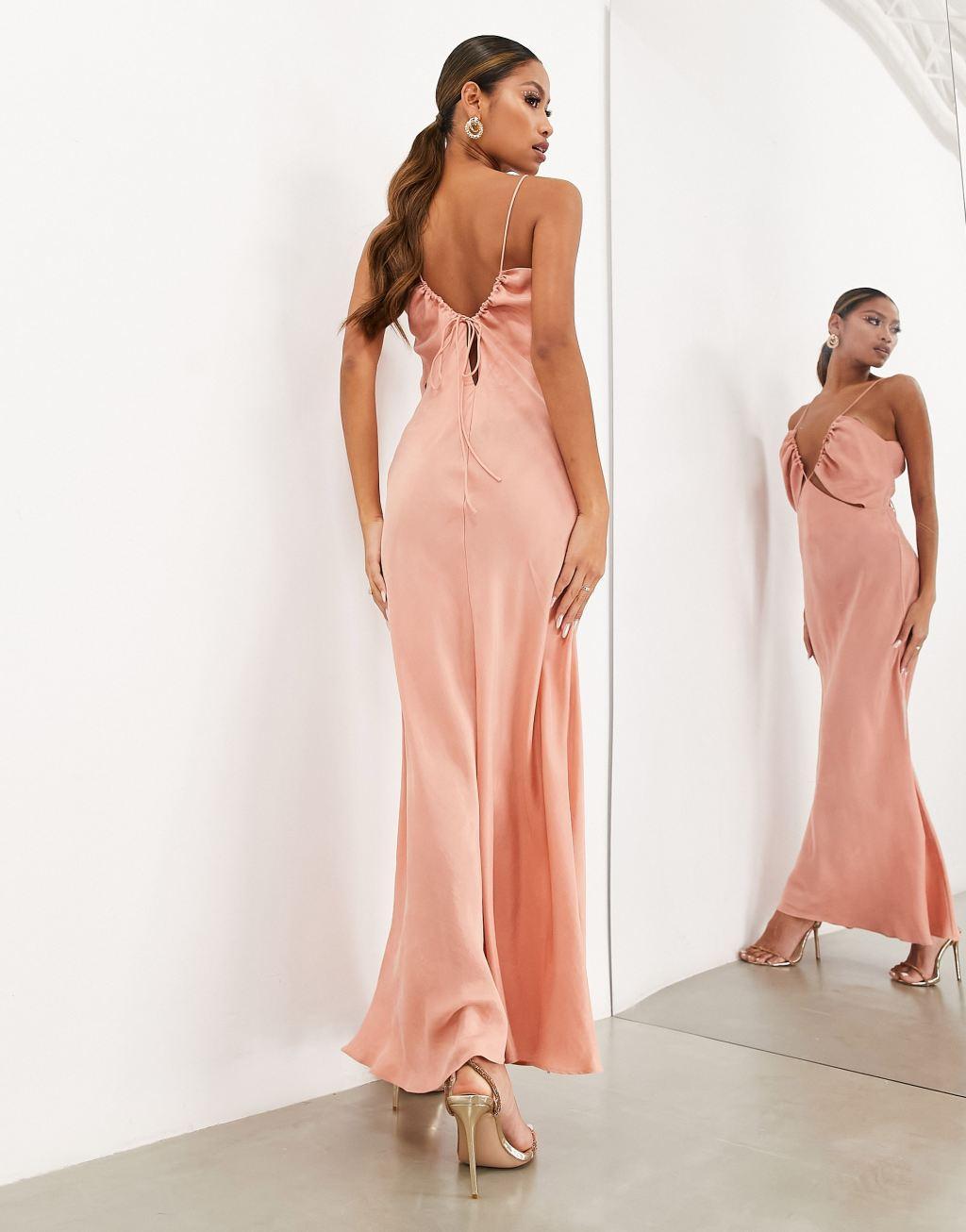 ASOS EDITION drawstring cami midi dress with underbust cut out Product Image