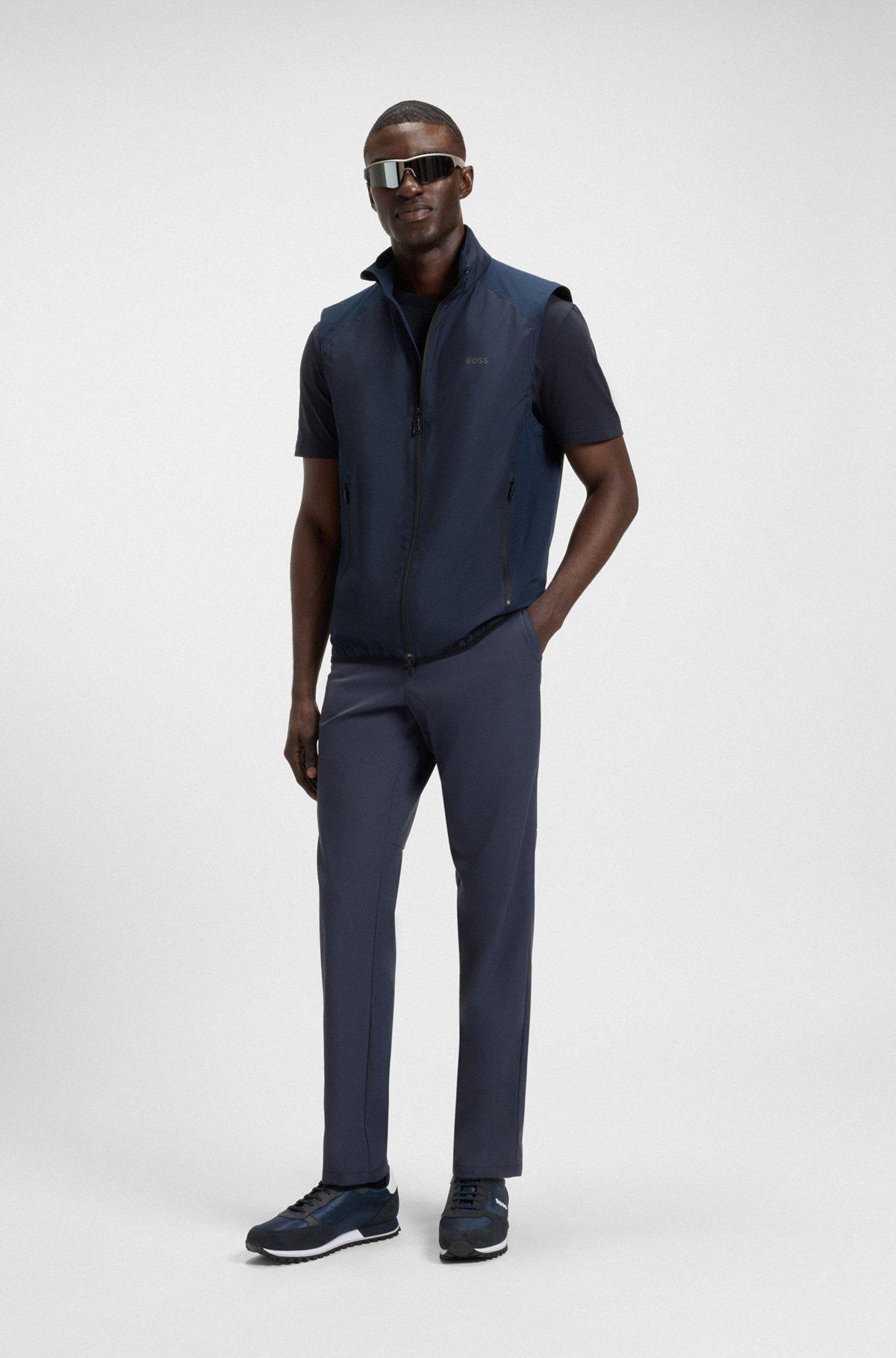 BOSS - Running-inspired trainers with faux-leather trims - Dark Blue Product Image