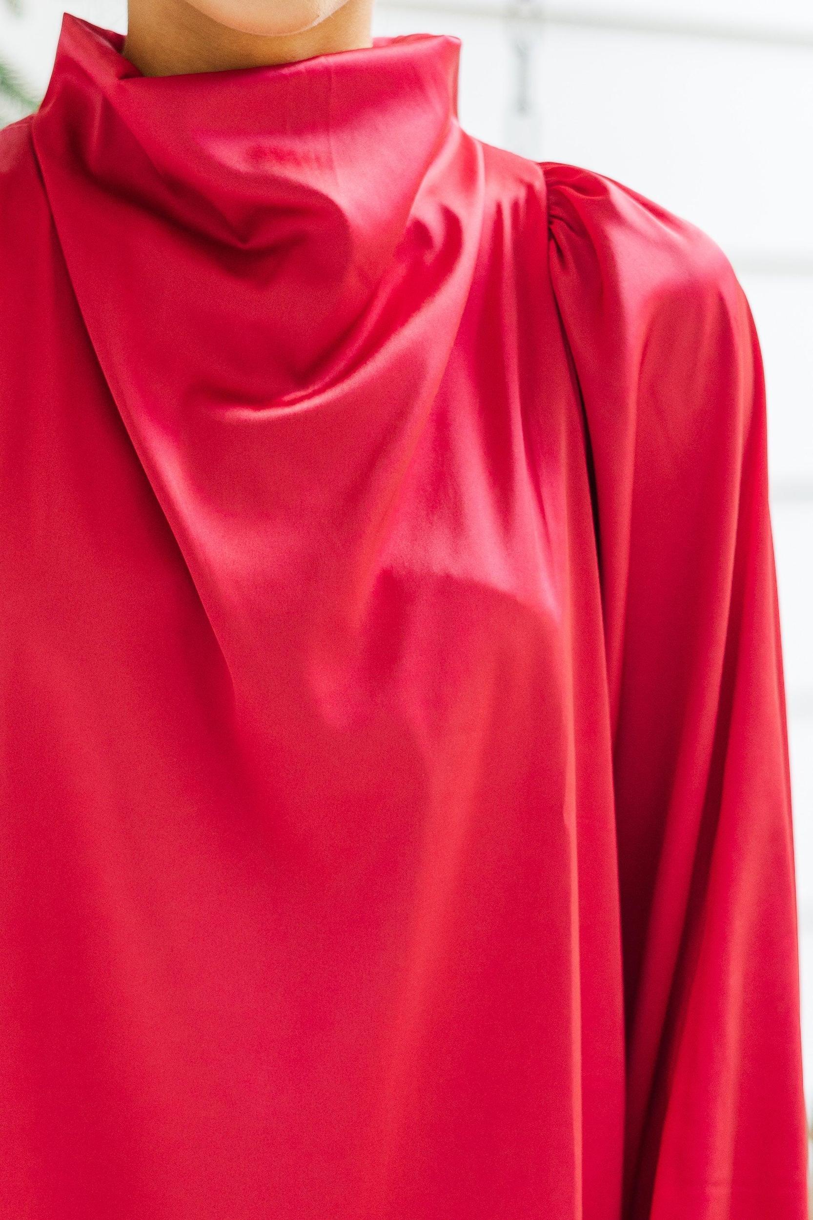 Embrace The Joy Red Satin Blouse Female Product Image
