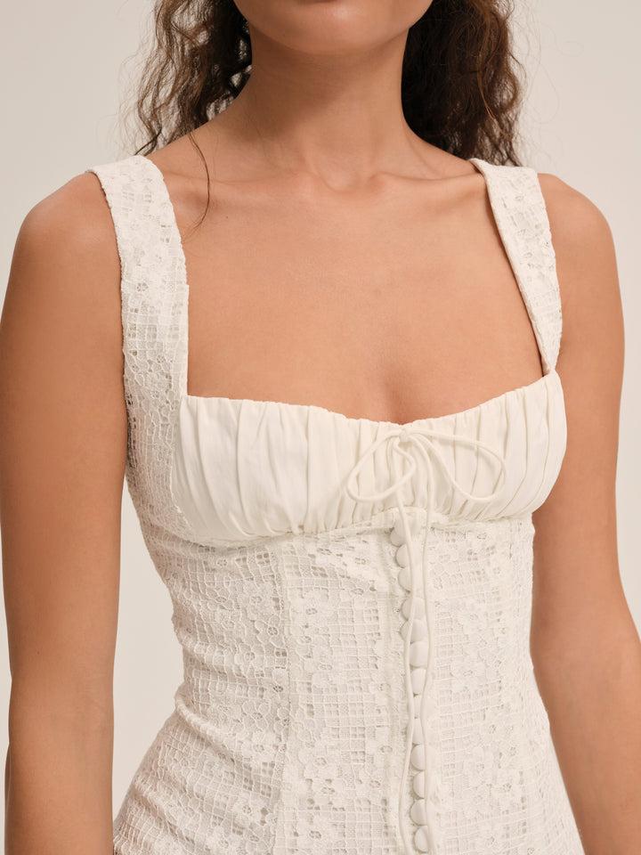 Daisy Lace Mini Dress — White Product Image