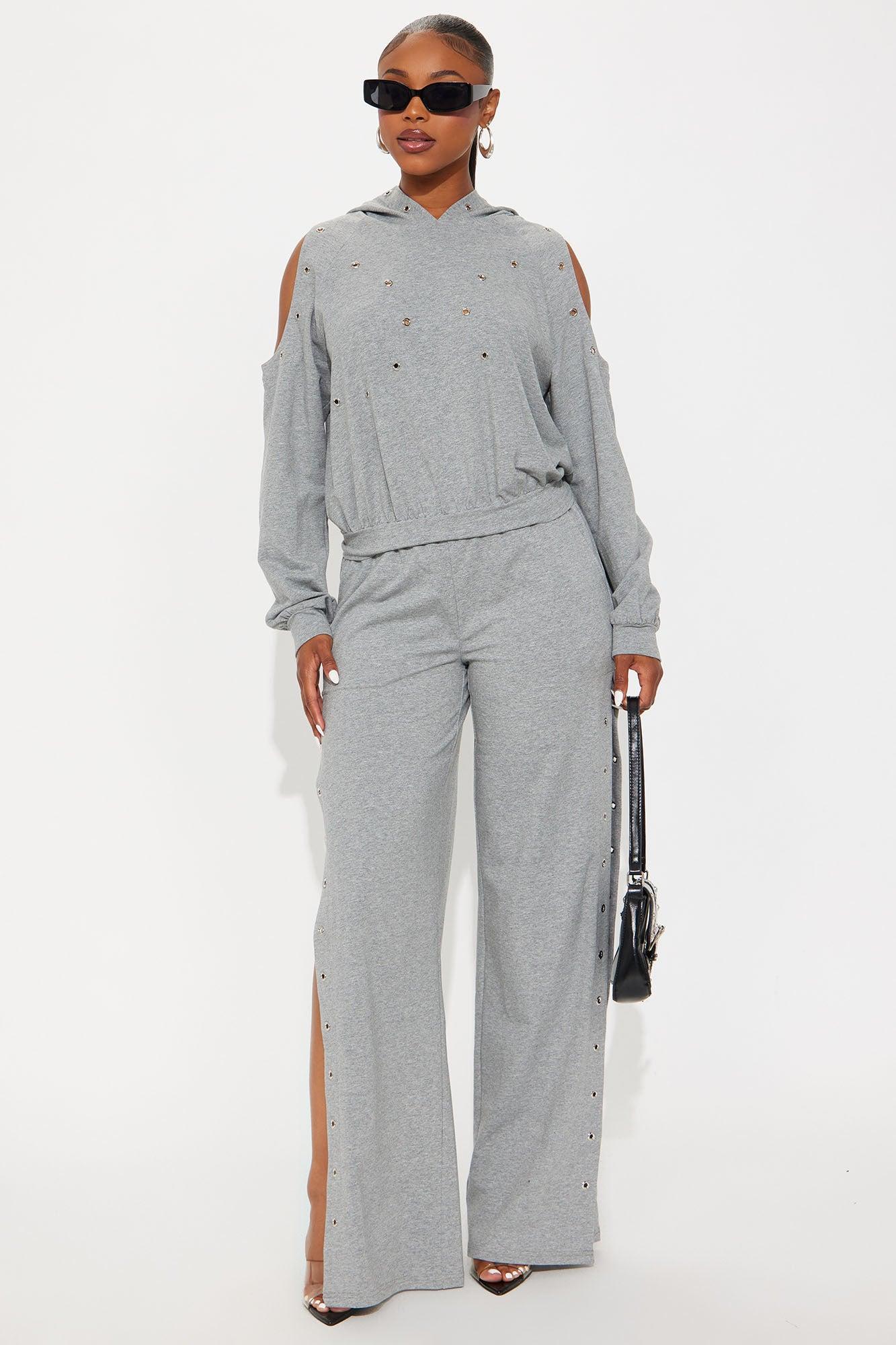 Giselle Grommet Pant Set - Heather Grey Product Image