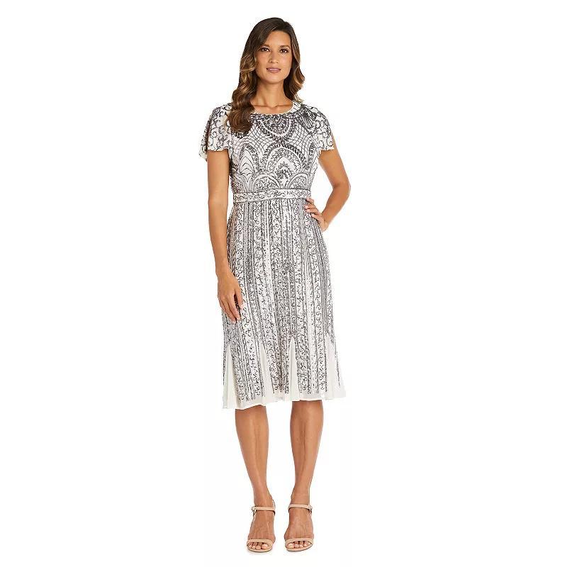 Womens R&M Richards Beaded Art Deco Dress Pink Product Image