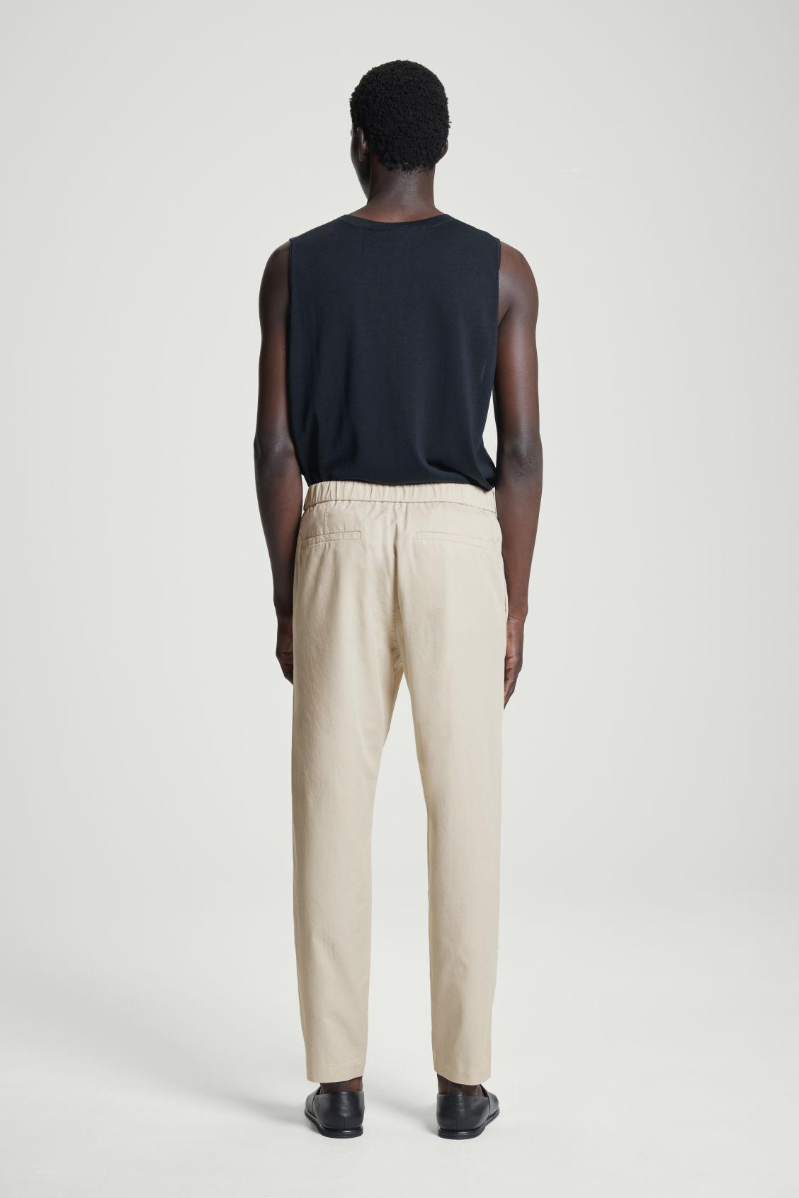ELASTICATED TAPERED TWILL PANTS Product Image