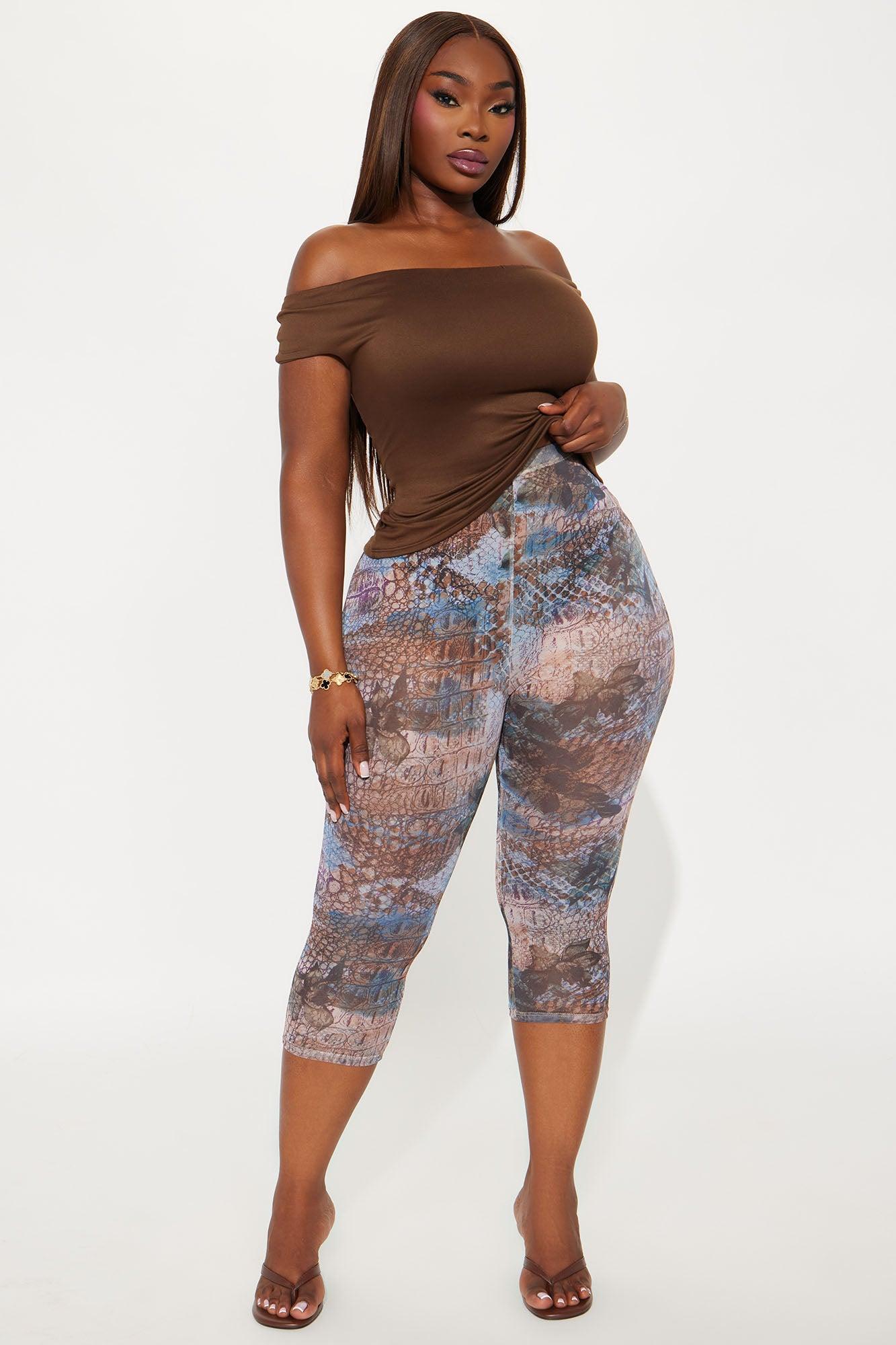 That's So Hot Animal Print Mesh Capri Legging - Taupe/combo Product Image