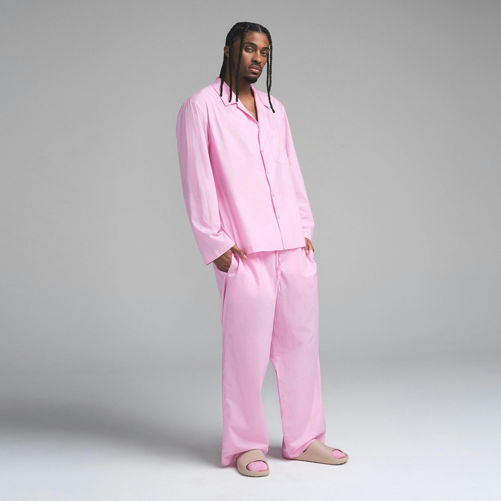 COTTON POPLIN MENS LONG SLEEP SET | BUBBLE GUM Product Image
